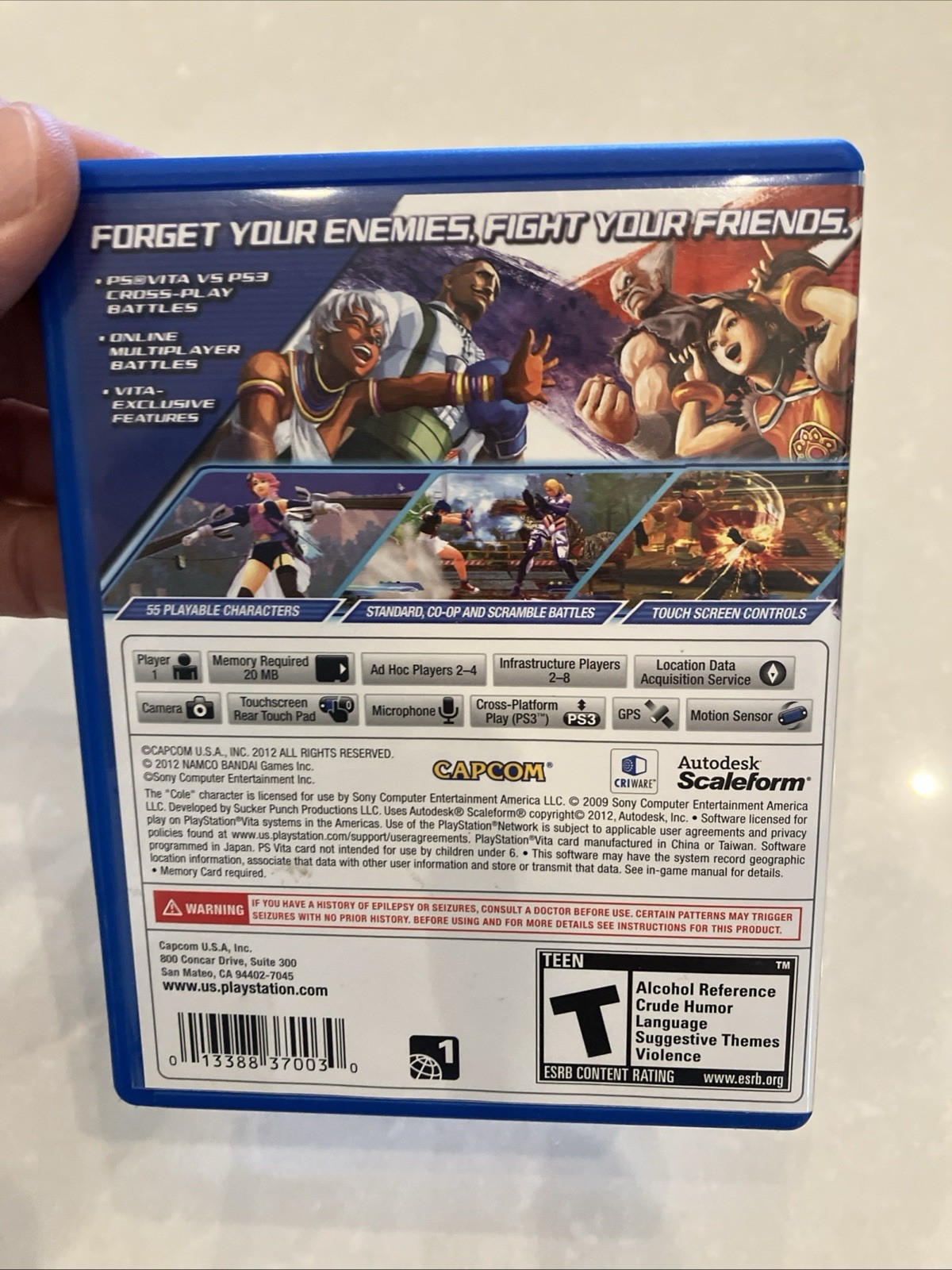 Street Fighter X Tekken (Sony PlayStation PS Vita) Case and Game Tested