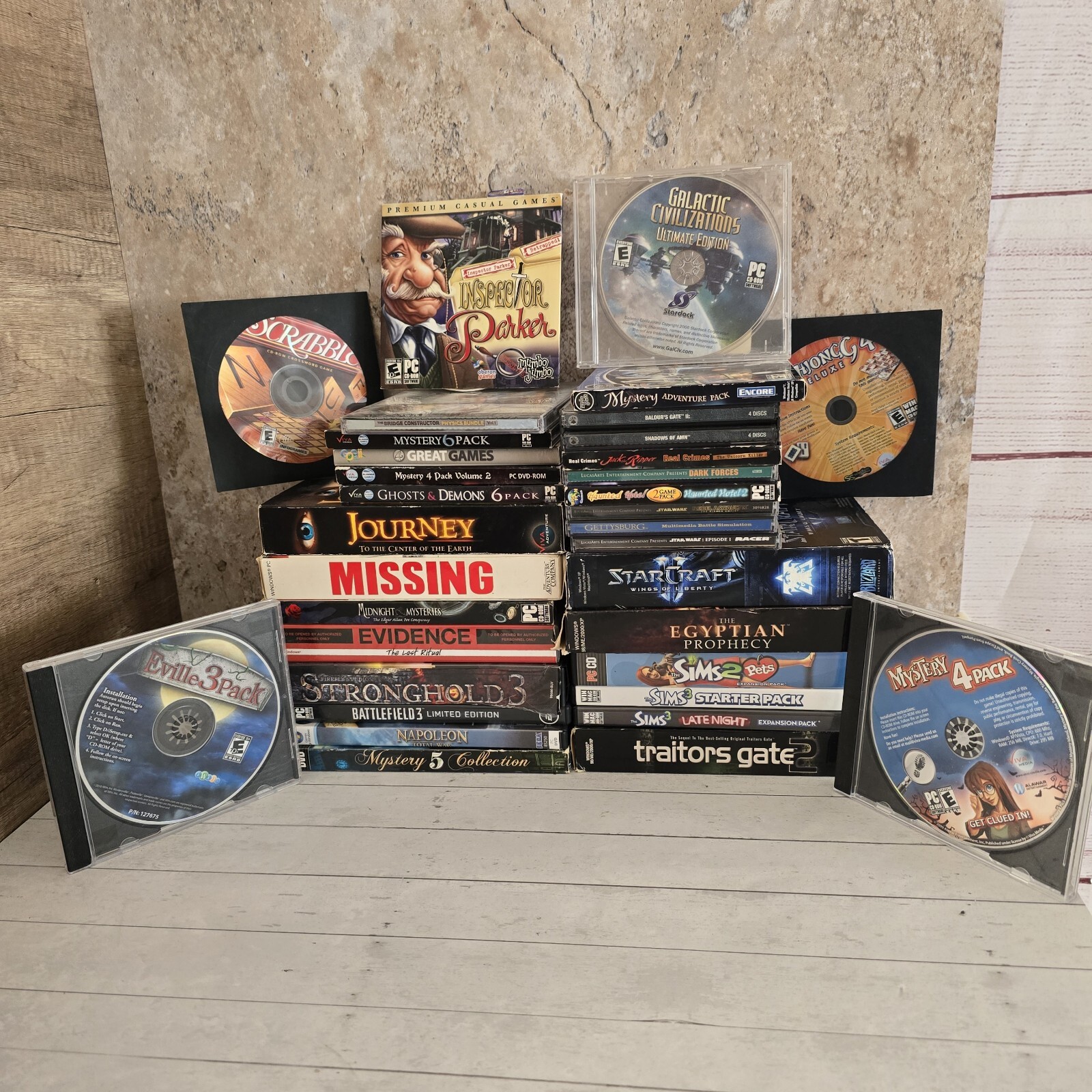 Bulk Lot Of 33 Computer CD Rom Video Game Bundle Mystery Action Sim Some Sealed