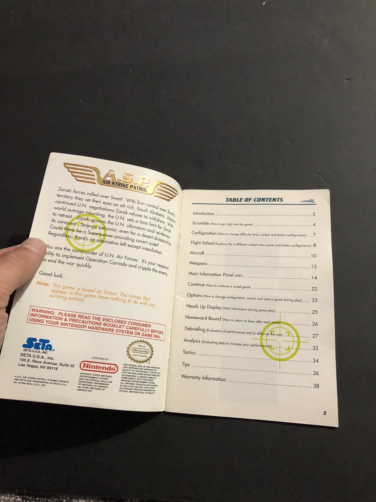 air strike patrol snes Manual Only