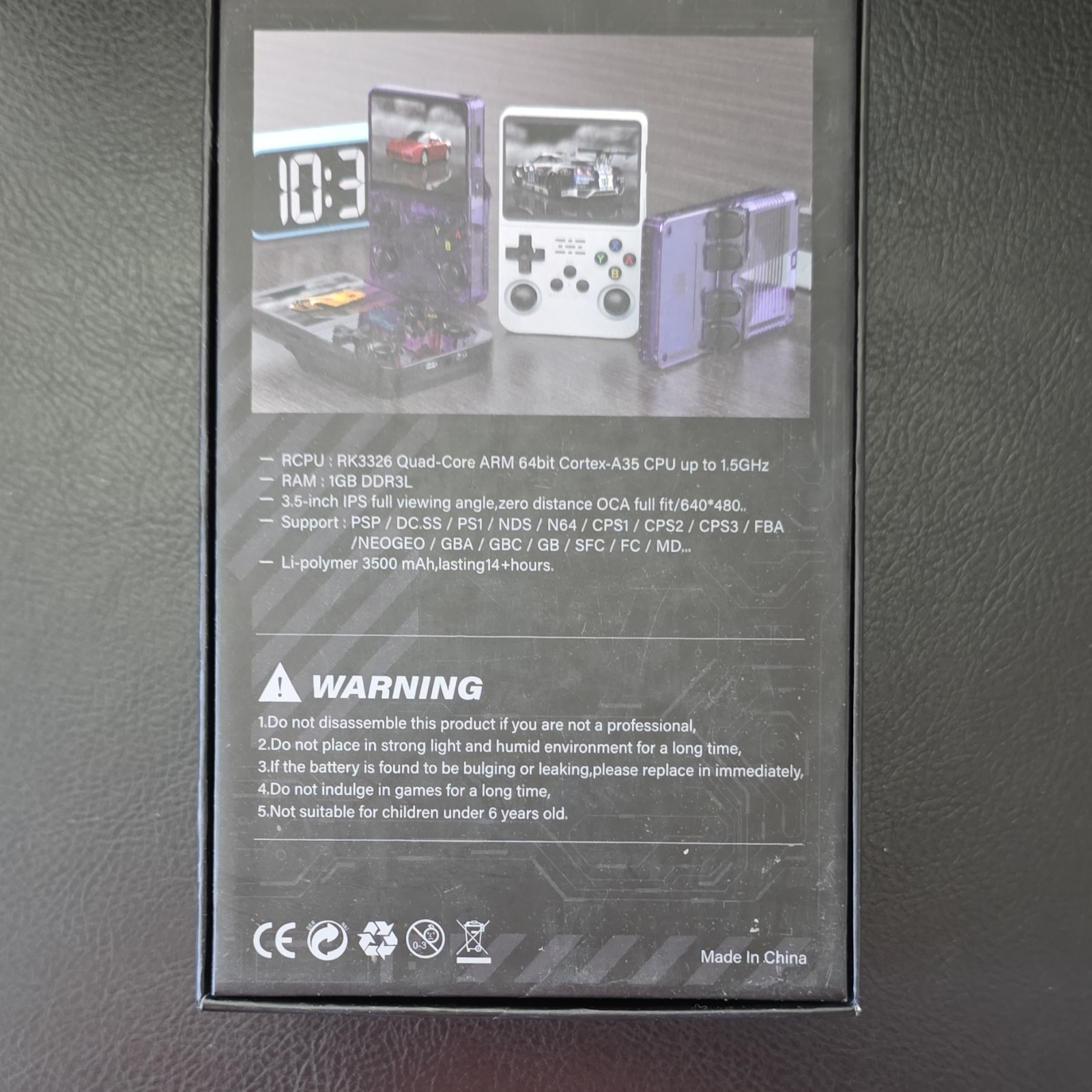 R36S Purple Handheld Game Console 3.5″ Screen 640×480 OTG TF Card PSP N64 PS1