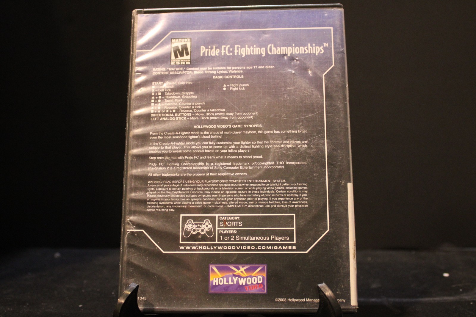 Pride FC: Fighting Championships (PS2, 2003)- Disc Only in Hollywood Rental Case