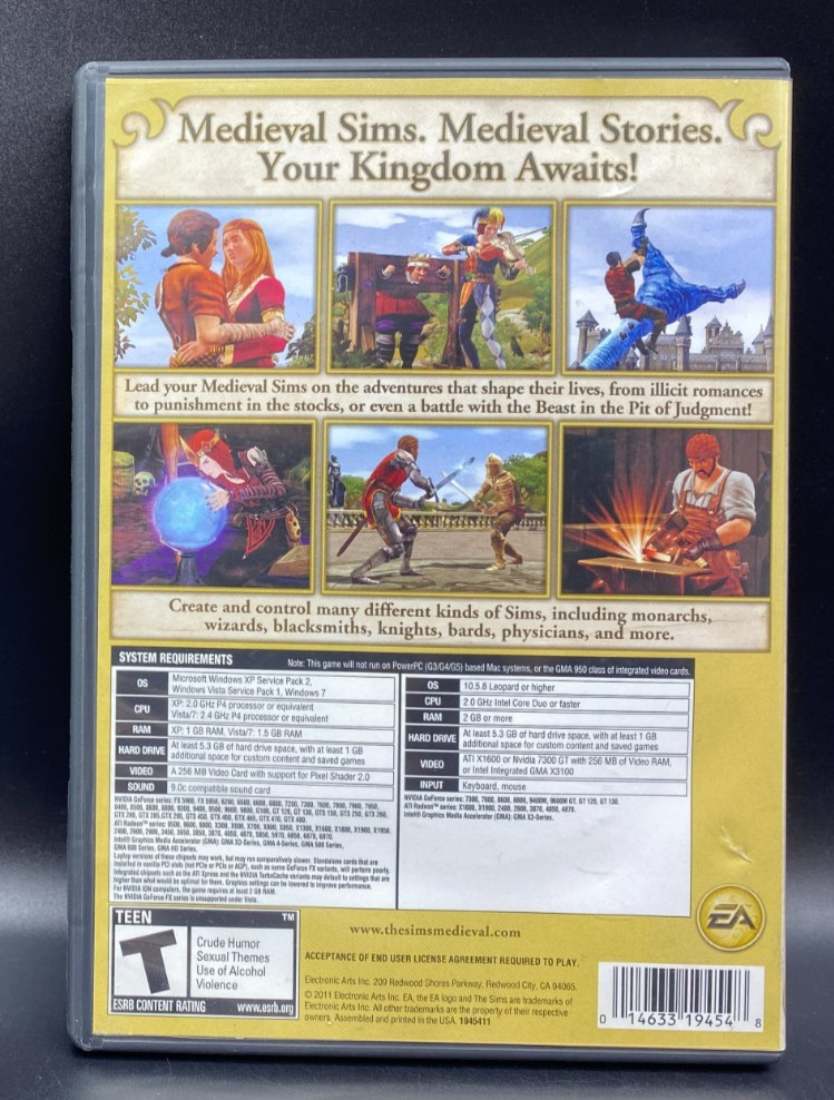 Sims Medieval Limited Edition Game (PC Windows/Mac, 2011) Complete CIB