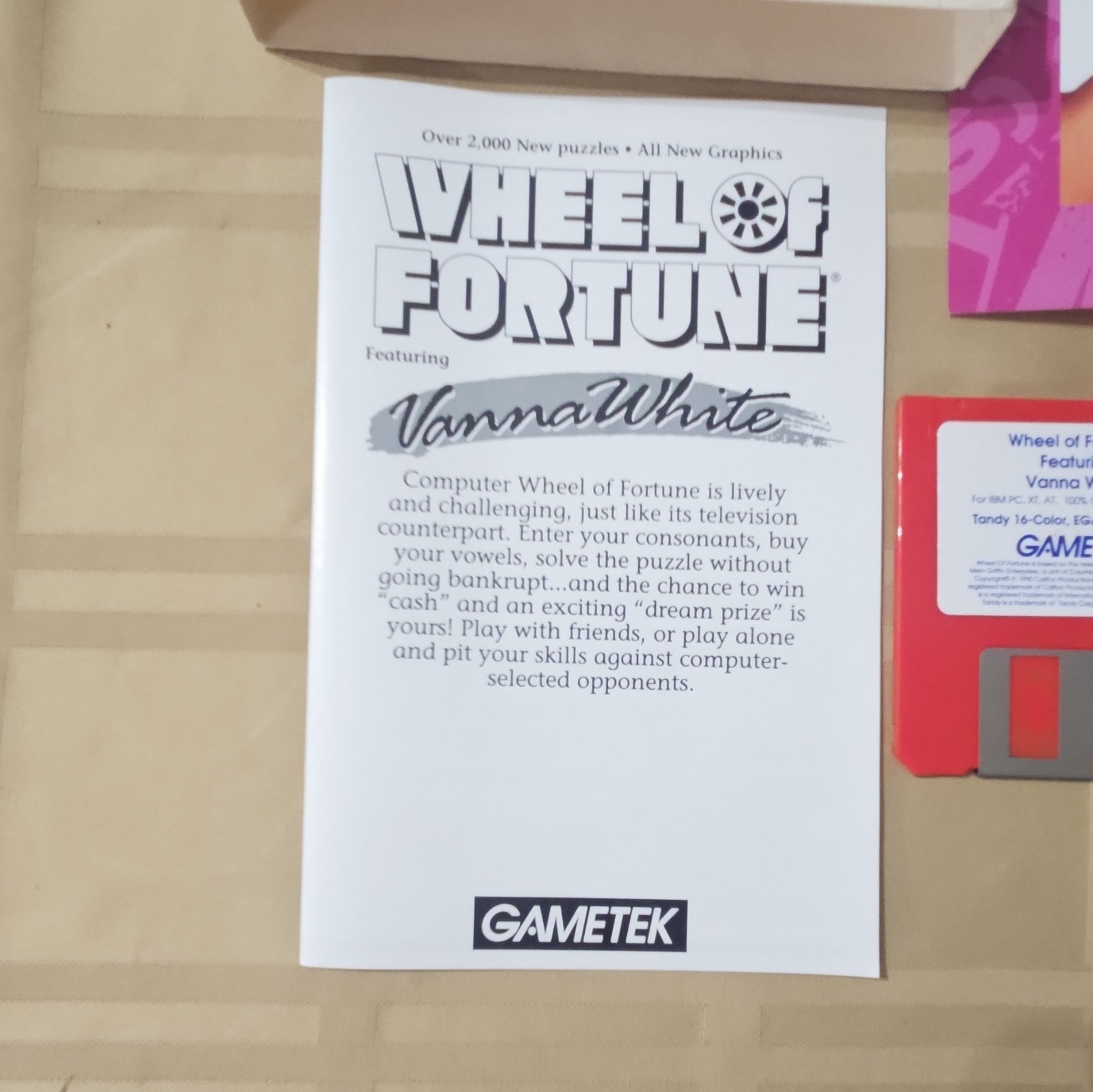 GameTek Wheel of Fortune Featuring Vanna White PC Game (1990) w/ Manual