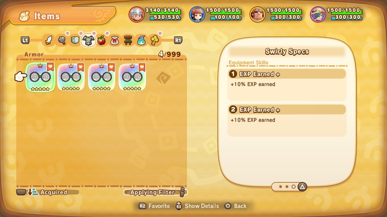 Fantasy Life i | 80% EXP Swirly Specs Set (4x) | Level Boost Gear 🚀