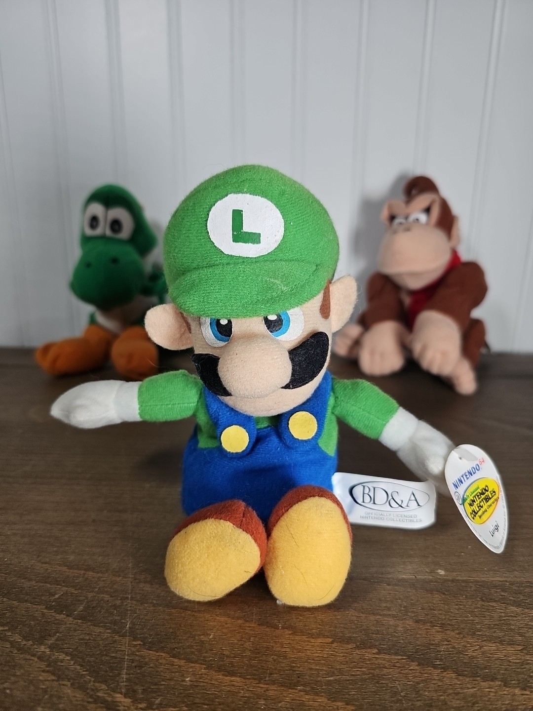 Vintage Nintendo 64 Luigi, Yoshi & Donkey Kong Beanbag Plush (BD&A, 1997)