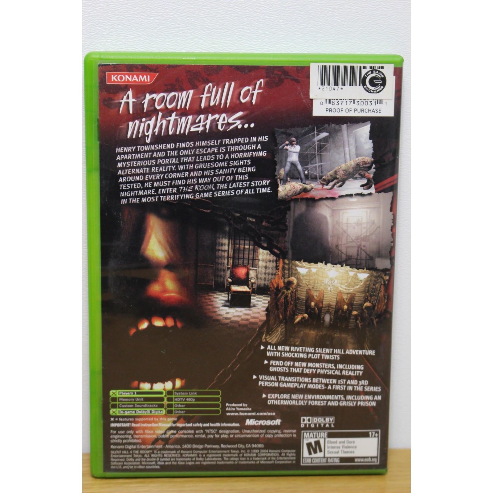 Silent Hill 4 The Room Original Xbox Konami Survival Horror Disc & Case Tested