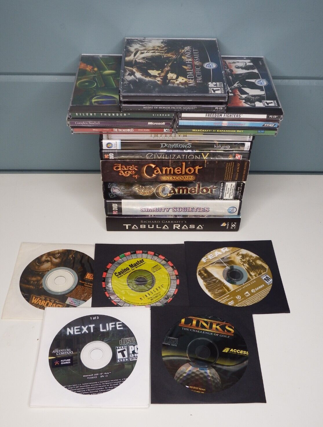 Lot Of 19 PC Video Games – Warcraft, Civilization, Dark Age of Camelot & more!