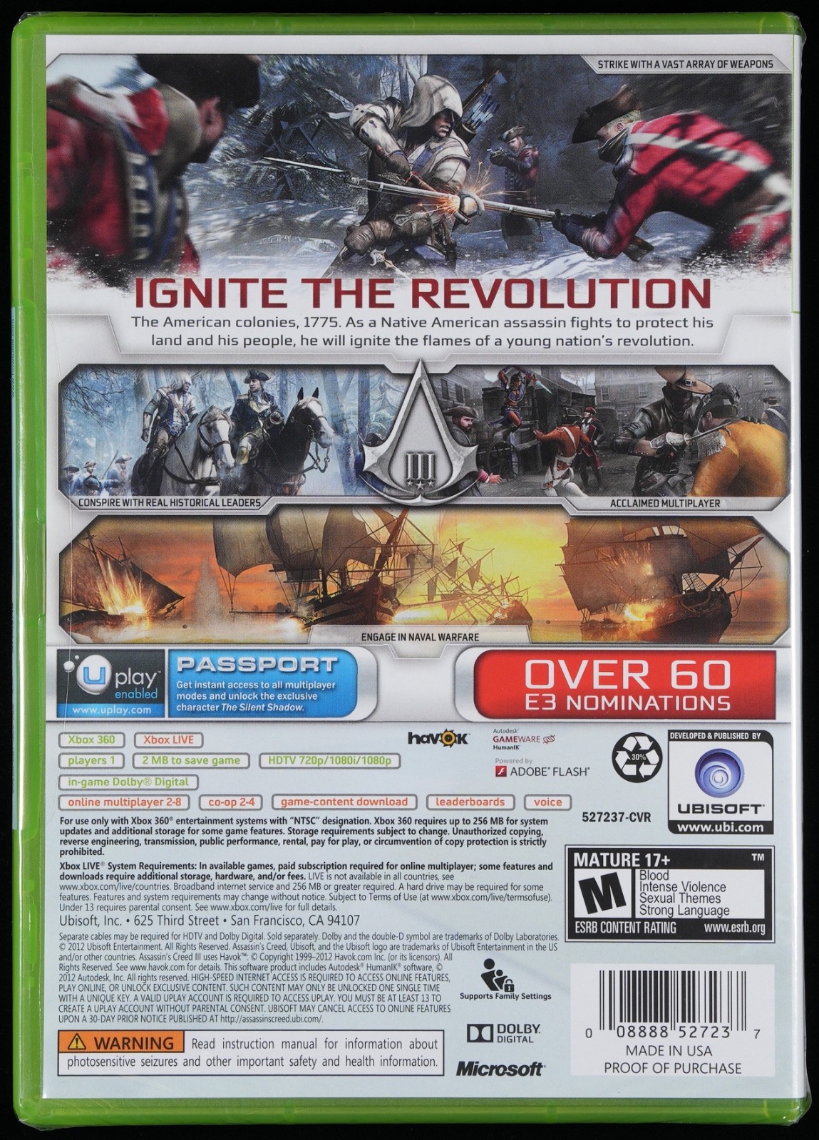 Assassin’s Creed III 3 (Xbox 360) PSA 9.6 A+ Graded