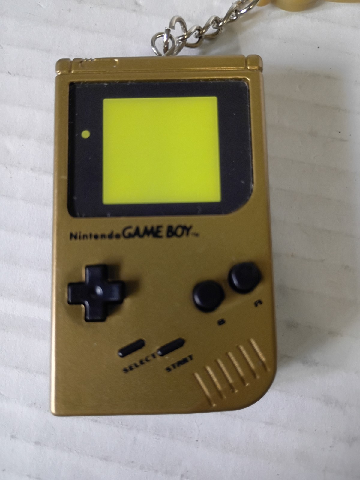 Nintendo Gameboy Classic keychain backpack clip charm tag plastic gold