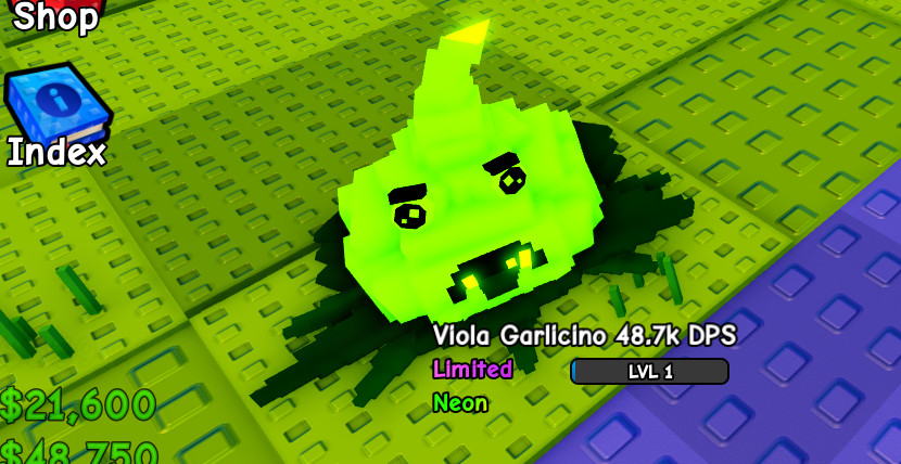 Neon Viola Garlicino PVB Plants vs Brainrots