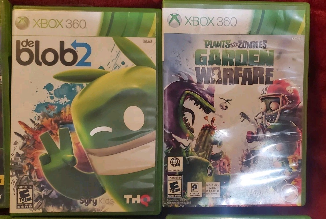 Lot of 7 Xbox 360 games Shrek Terraria Rayman Origins Hunted De Blob 2, Top Spin