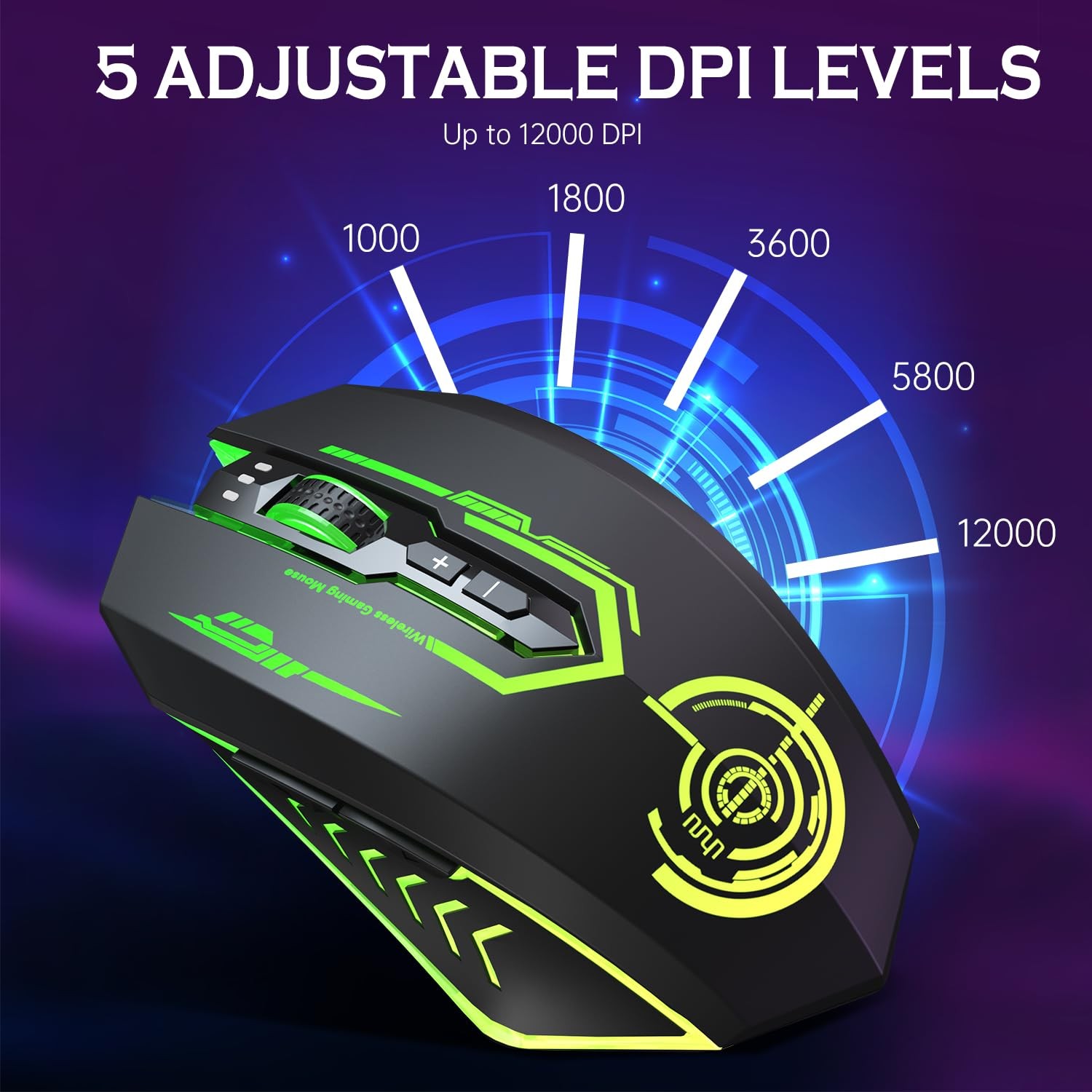 Uhuru Wireless Gaming Mouse Up To 12000 Dpi Rechargeable Usb-C Wireless Mouse 7