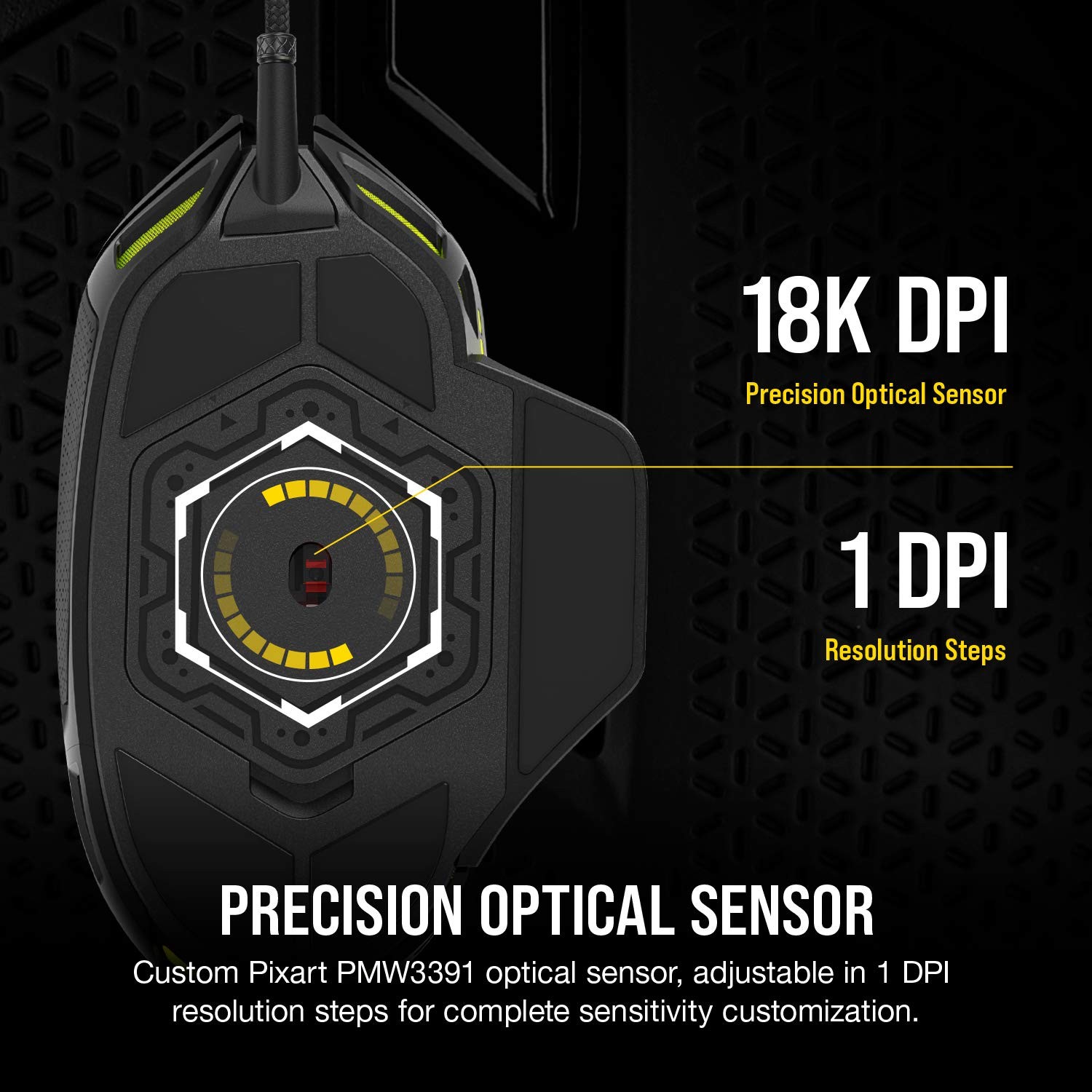 Corsair Nightsword Rgb Gaming Mouse For Fps Moba – 18000 Dpi – 10 Programmable
