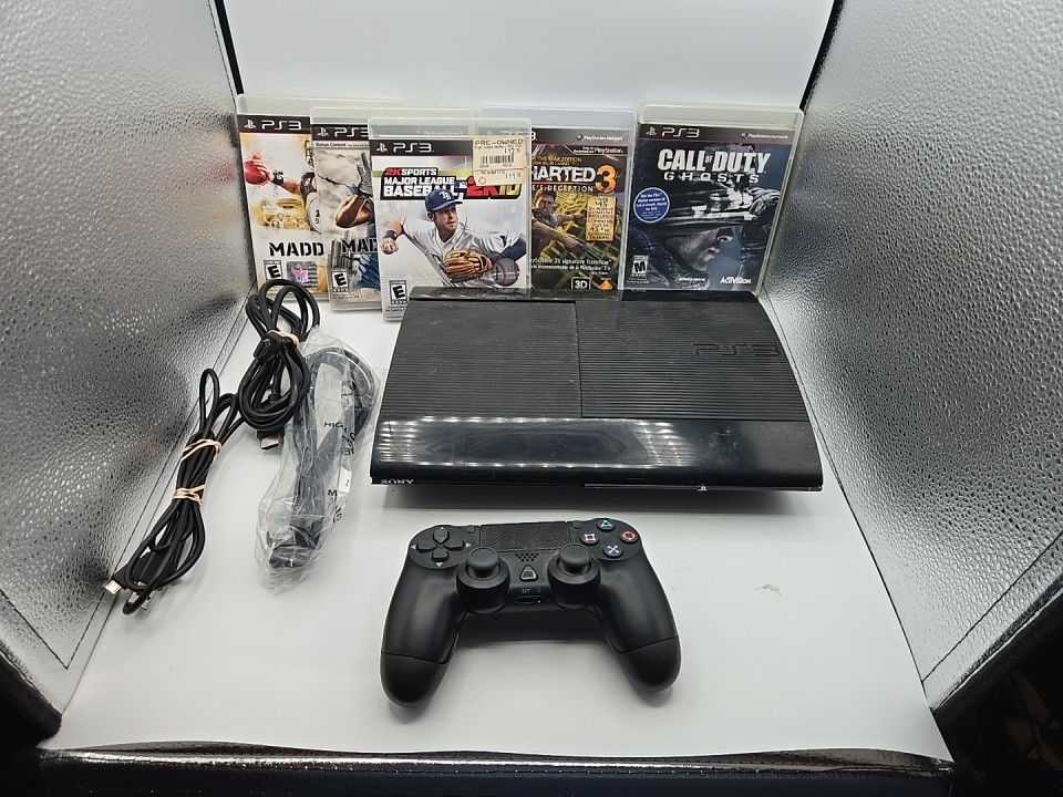 Sony PlayStation 3 PS3 Super Slim 500GB Games, Controller Power Cord CECH-4301C