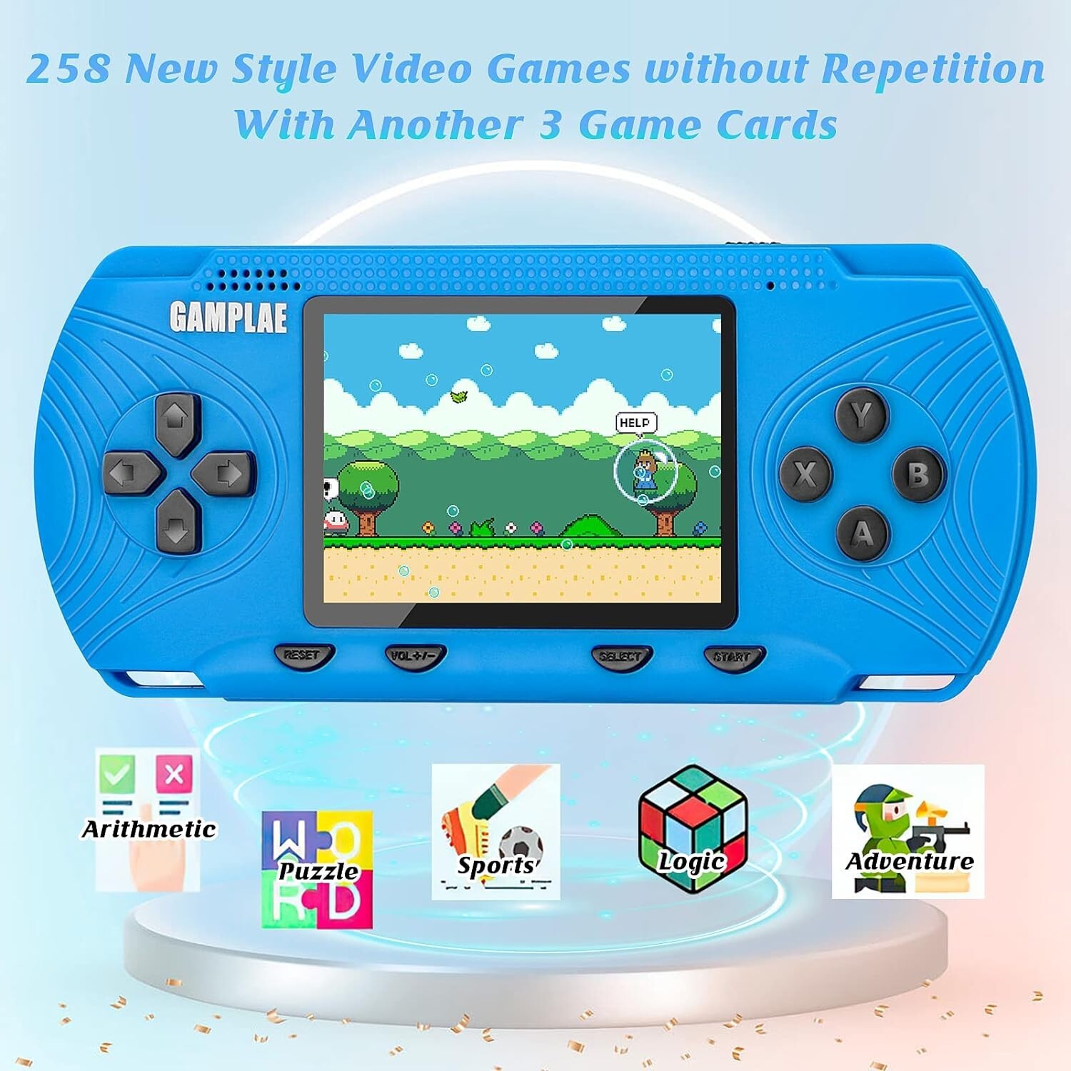 Portable Handheld Game Console 3″ HD Built-in 258 Games HD Classic Kids Toy Gift