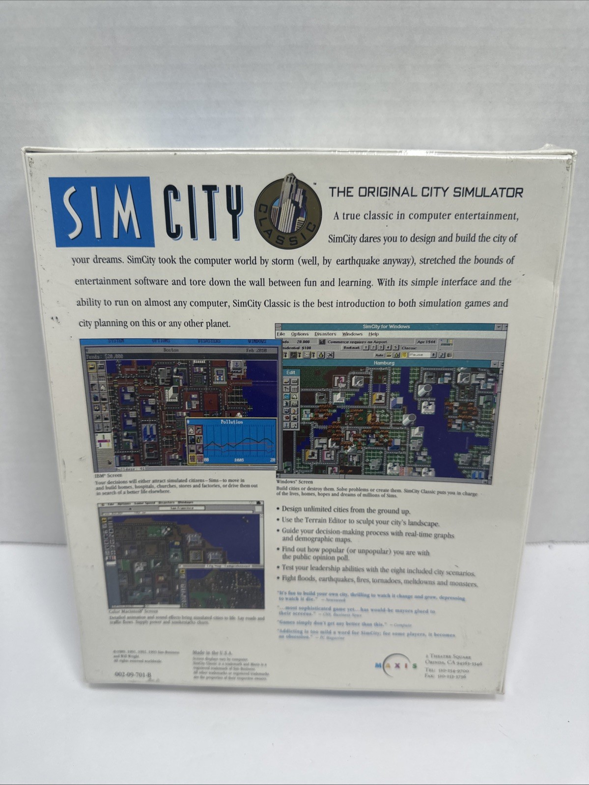 Factory Sealed Sim City Big Box Classic Version 1993 IBM Game 3.5″ 720K Discs