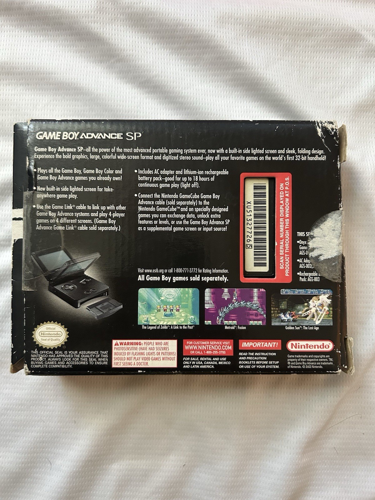 Nintendo GameBoy Advance SP Onyx Black Handheld Game System CIB W/ Manuals