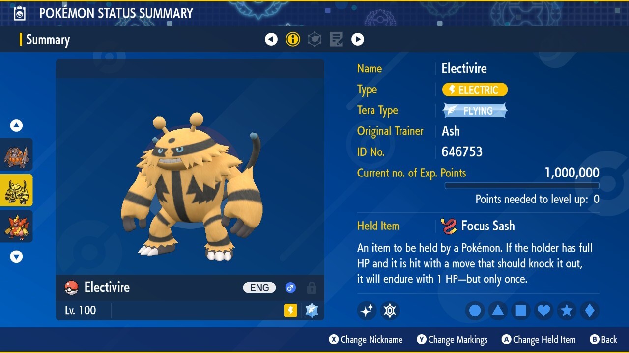 Shiny Electivire 6IVs Tera Type: Flying Pokémon Scarlet and Violet