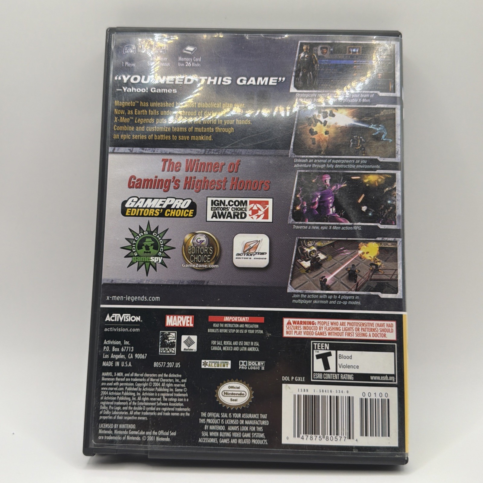 X-Men Legends (Nintendo GameCube, 2004) Tested And Working W/ Manual