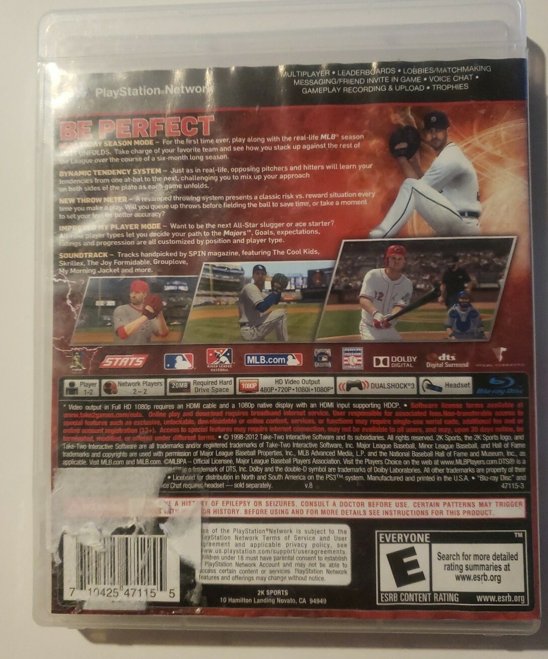 MLB Major League Baseball 2K12 Sony PlayStation 3 Video Game PS3 sports