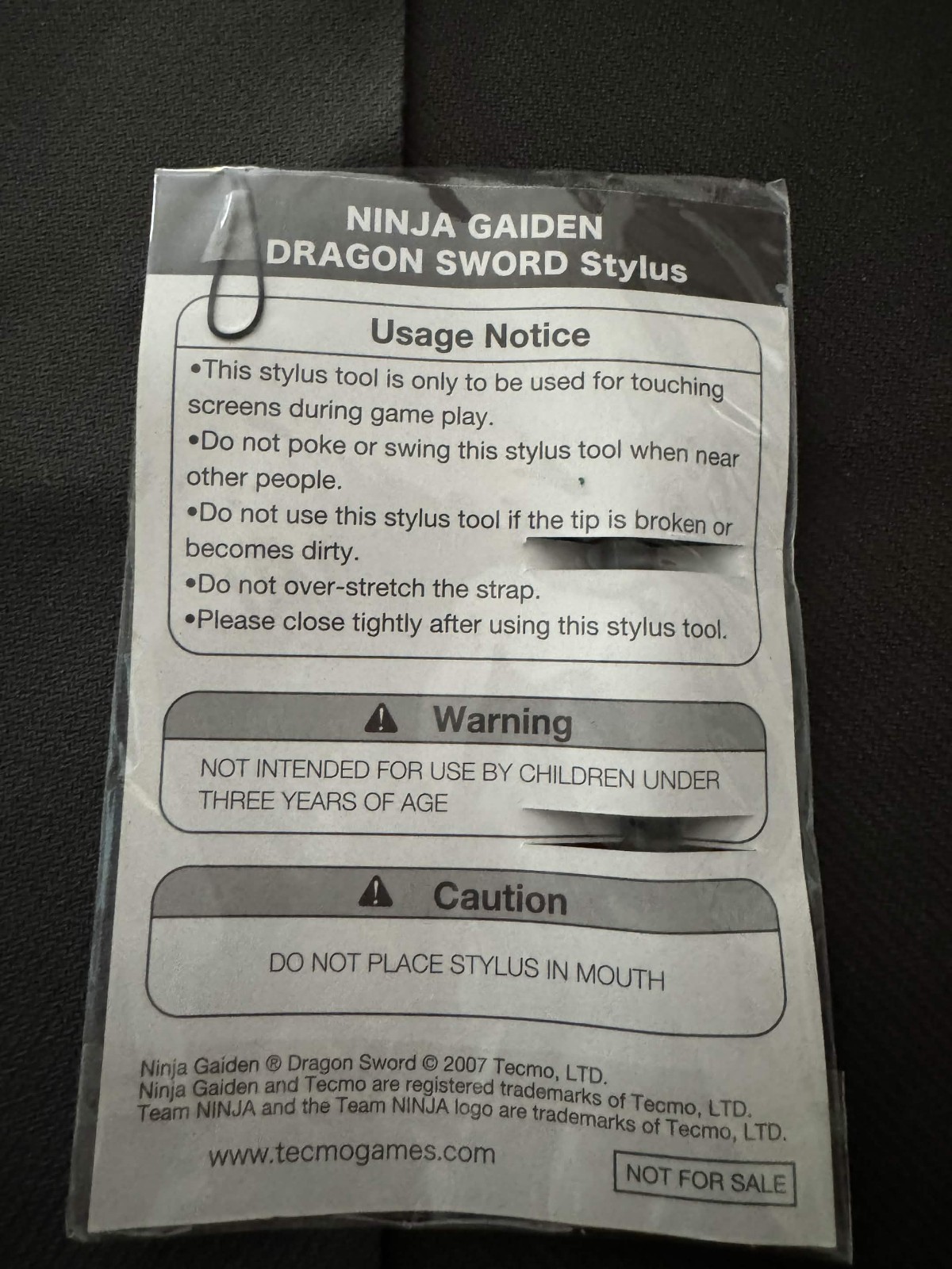 Ninja Gaiden dragon sword stylus for the DS game Promo 2007 Sealed Rare