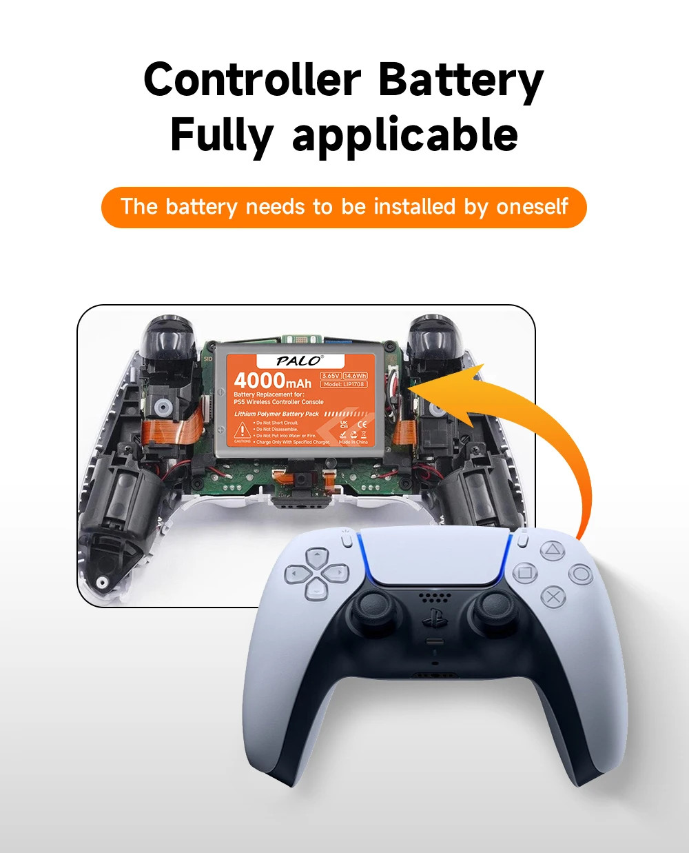 4000mAh PS 5 Wireless Controller Battery Dualsense LIP1708 CFI-ZCT1W CFI-ZCT1J