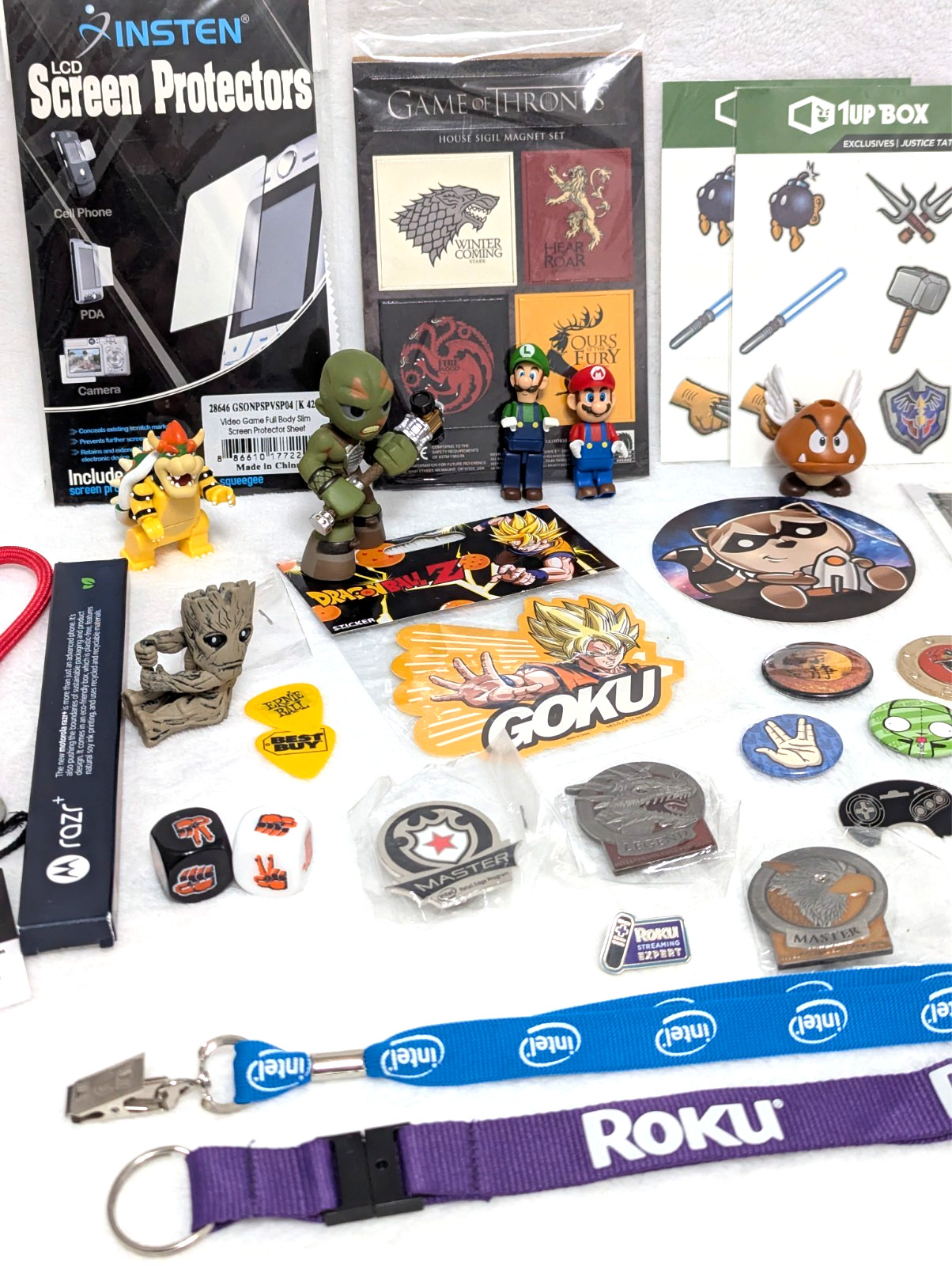 Gaming Collectibles Lot Nintendo Fallout Funko Pins Figures Lanyards Stickers