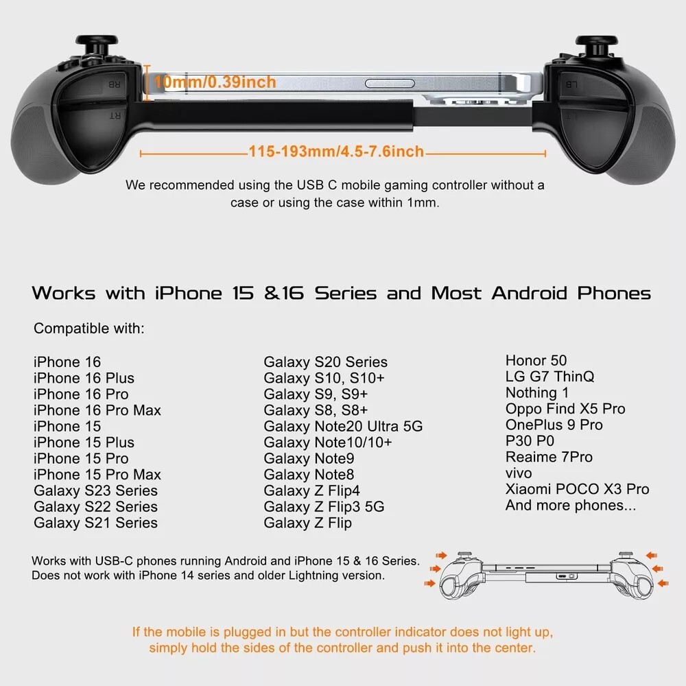 Joso Phone Controller for iPhone 15/16 & Android: Hall Effect Joysticks, Mappabl
