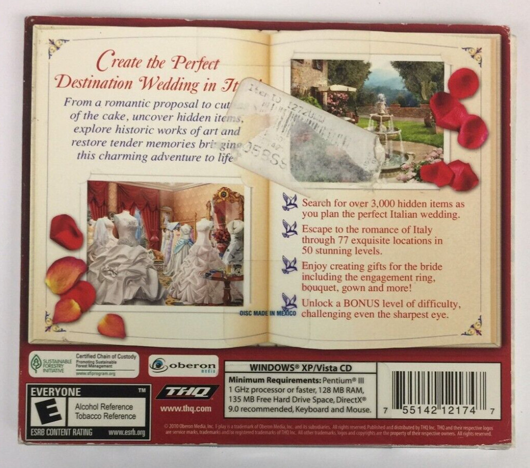 Brand NEW Sealed DREAM DAY WEDDING Bella Italia PC Video Game 2010 Oberon NIP