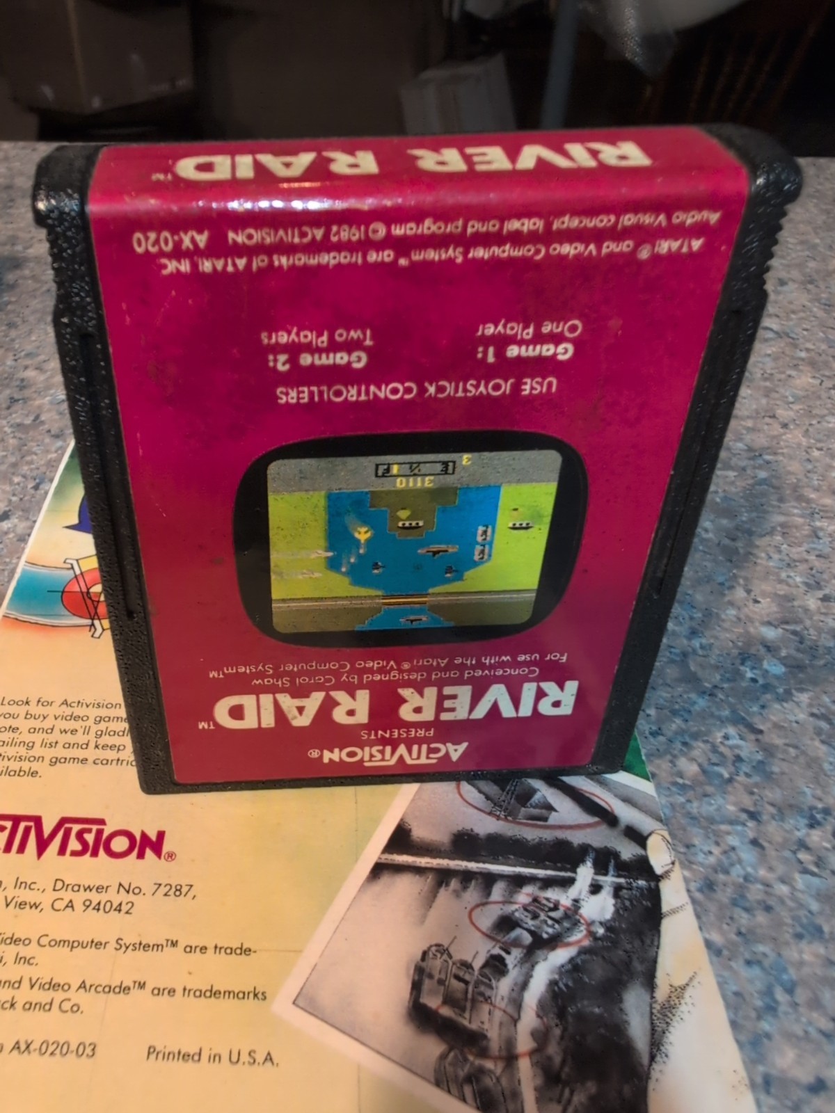 Atari 2600 7800+ River Raid With Manual Tested Combine Ship