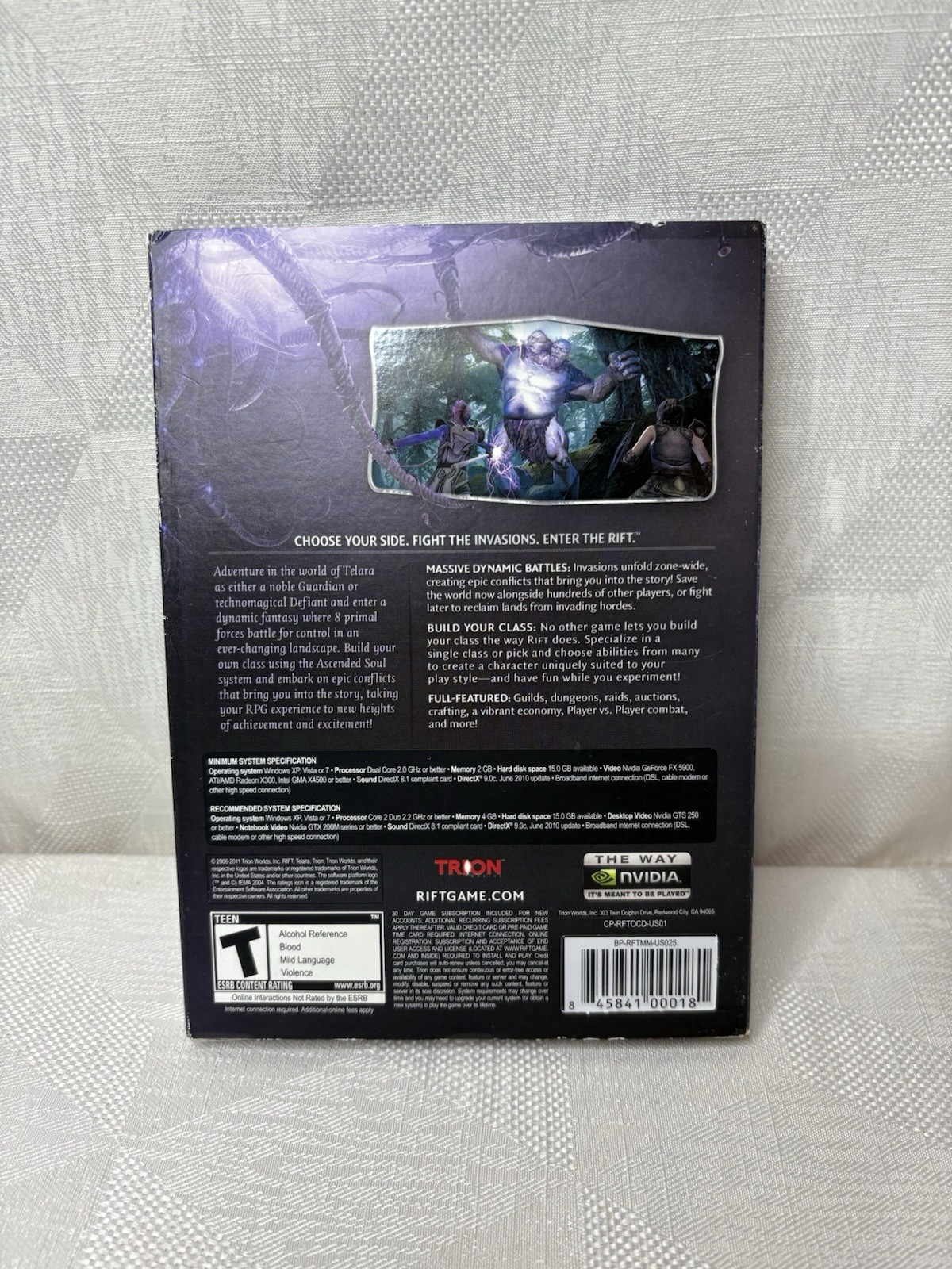 2011 Rift (Trion Worlds, Inc) PC DVD-ROM version; NEW, SEALED
