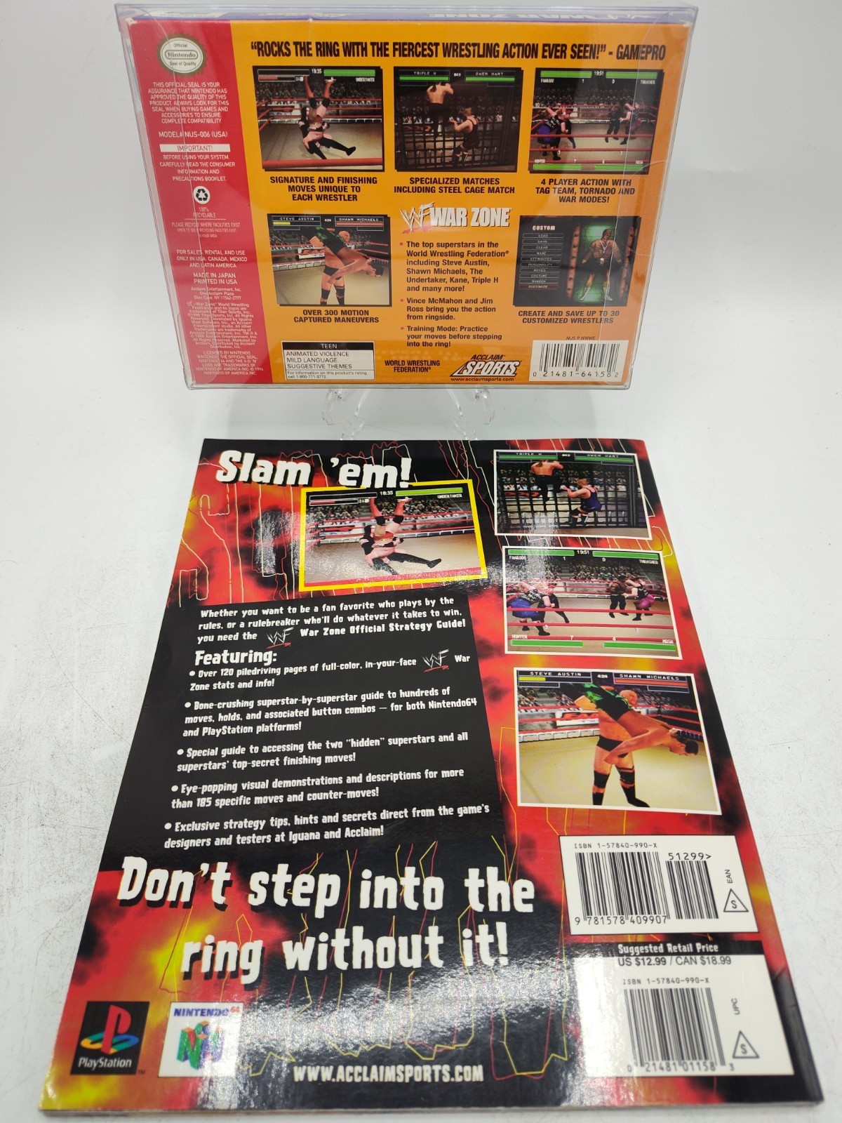 WWF War Zone (N64, 1998) *CIB + Case Protector + Strategy Guide* VINTAGE Tested!