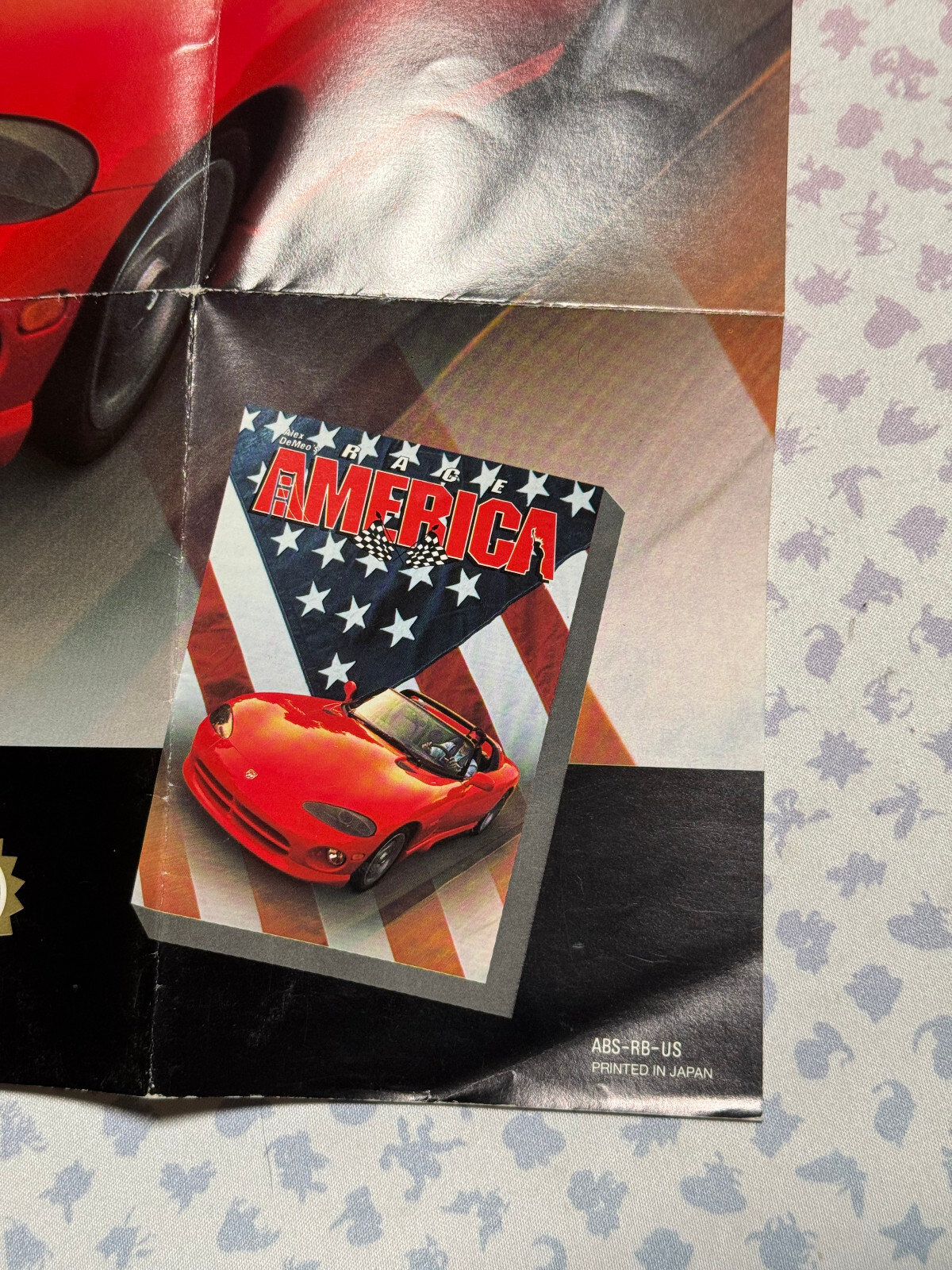 Nintendo NES Absolute RACE AMERICA POSTER insert Extremely RARE ABS-RB-US NrMINT