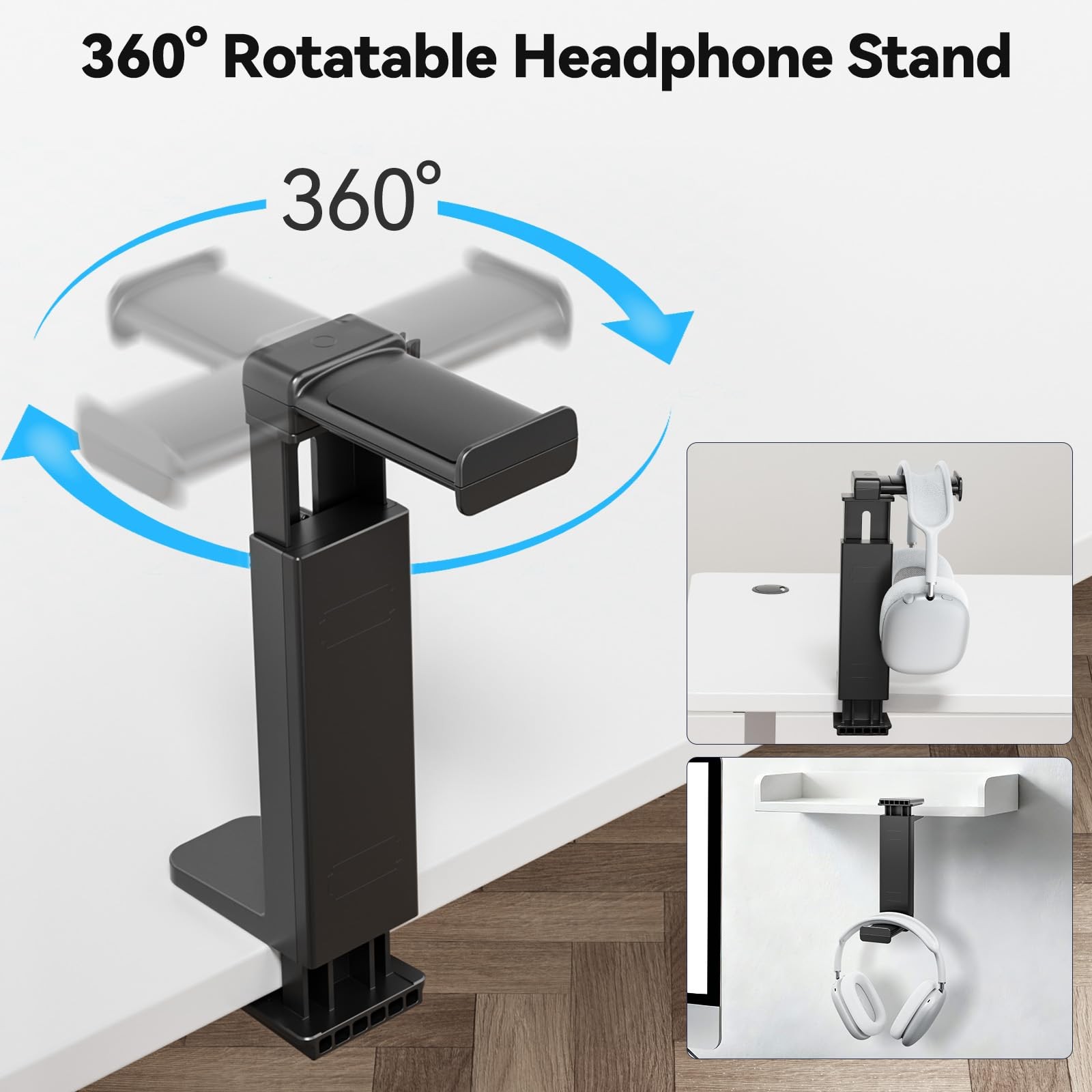 Headphone Stand Under Desk Hanger Hook Mount Spring Clamp Adjustable Cable Clip