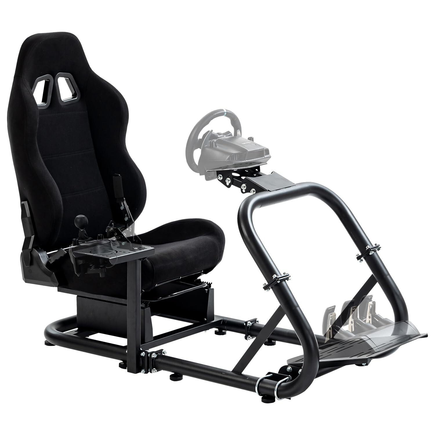 Marada Racing Simulator Cockpit with Black Seat fit Logitech G29 G923 G920 T300