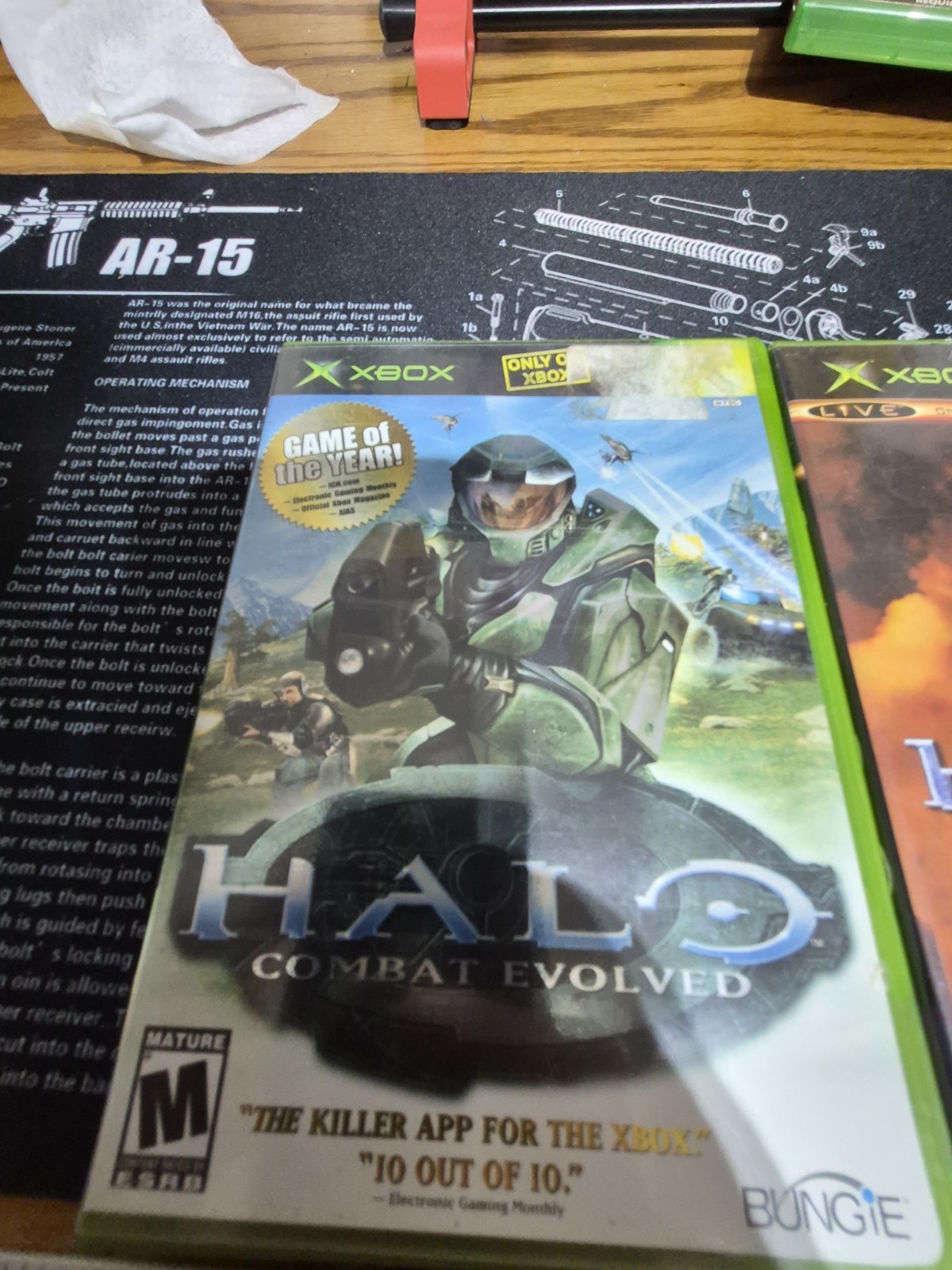 Halo Combat Evolved + Halo 2 Original Xbox Video Game Bundle Great Condition CIB