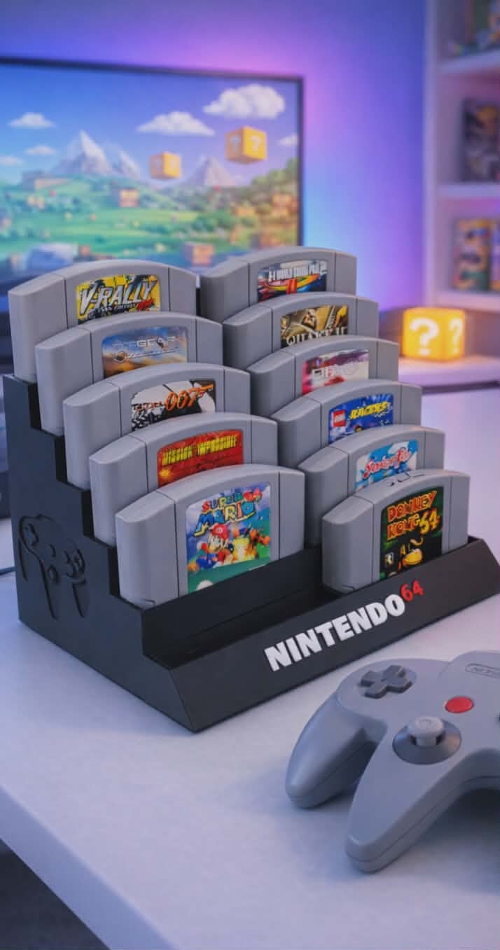 Nintendo 64 Cartridge Holder 12 Games | N64 Game Organizer Stand