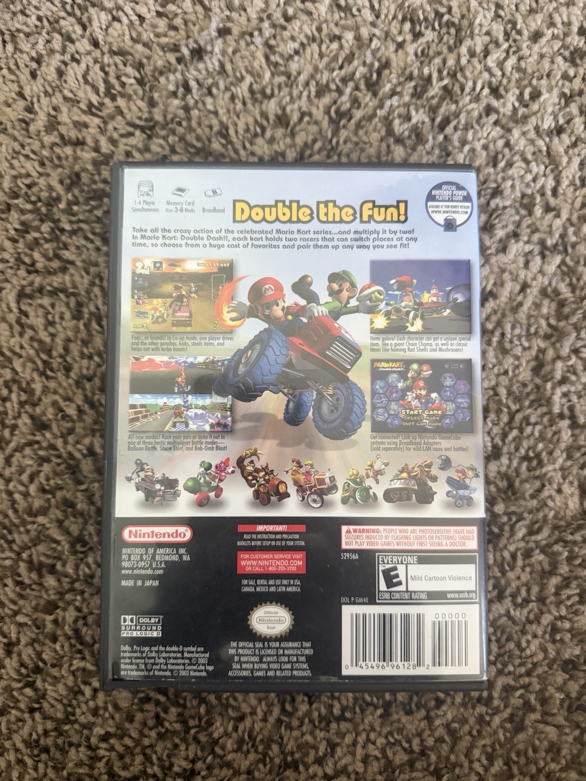 Nintendo Mario Kart Double Dash Original DVD Keep Case for Nintendo GameCube