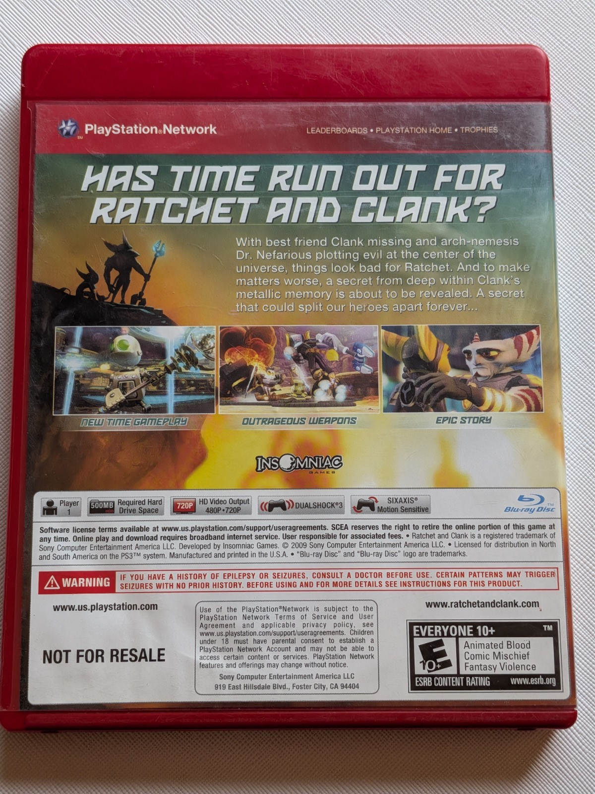 Ratchet Clank Future A Crack in Time (Playstation 3, PS3) GH* No Manual – Tested