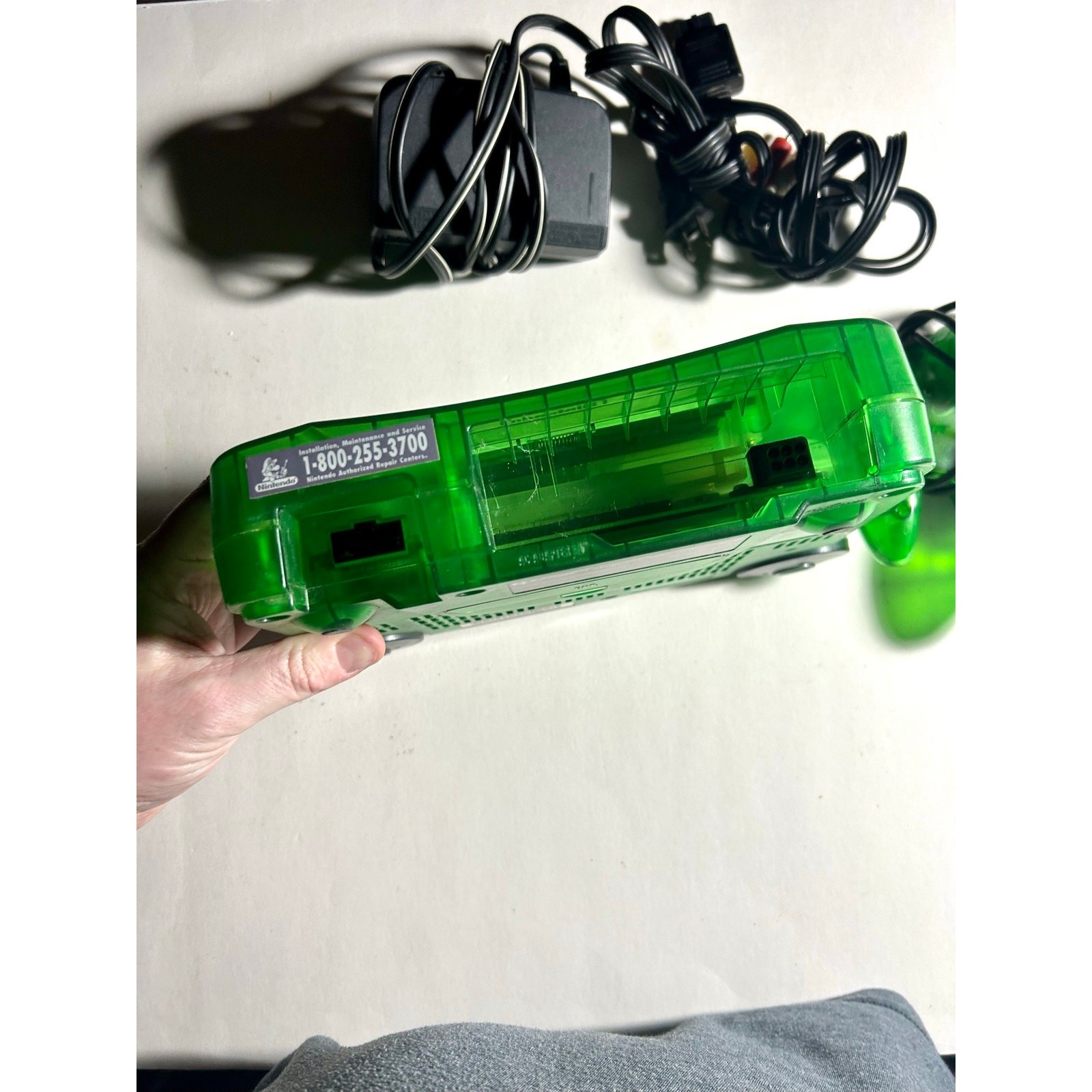 Jungle Green Nintendo 64 N64 console w expansion, hook ups & controller🔥Nice!