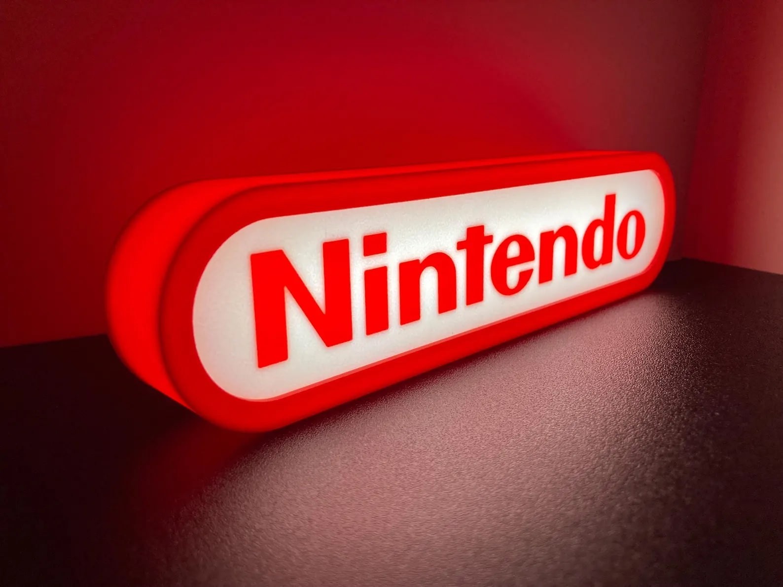Light Up Nintendo Logo 3D Printed USB Light Box Lamp – Gaming Room Décor