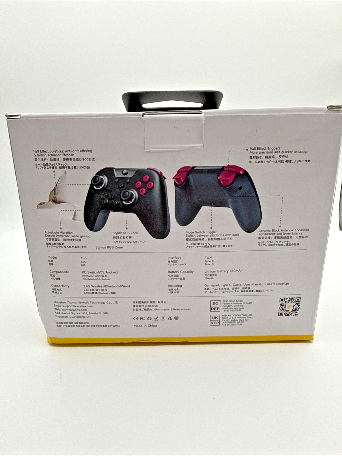EasySMX X05 Wireless Controller Hall Effect RGB PC Switch iOS Android