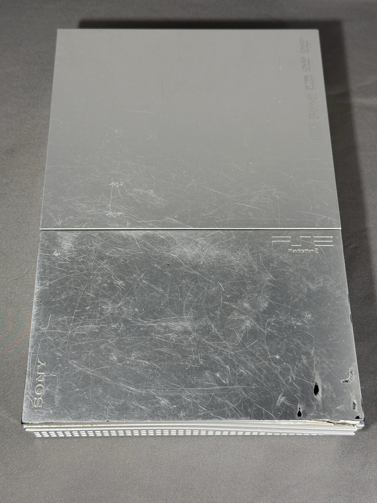 Sony PlayStation 2 PS2 Slim Silver SCPH-90001 Silver Tested Works READ