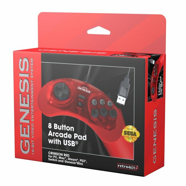 Retro-Bit Official Sega Genesis USB Controller 8-Button PC/Mac Raspberry Pi Red