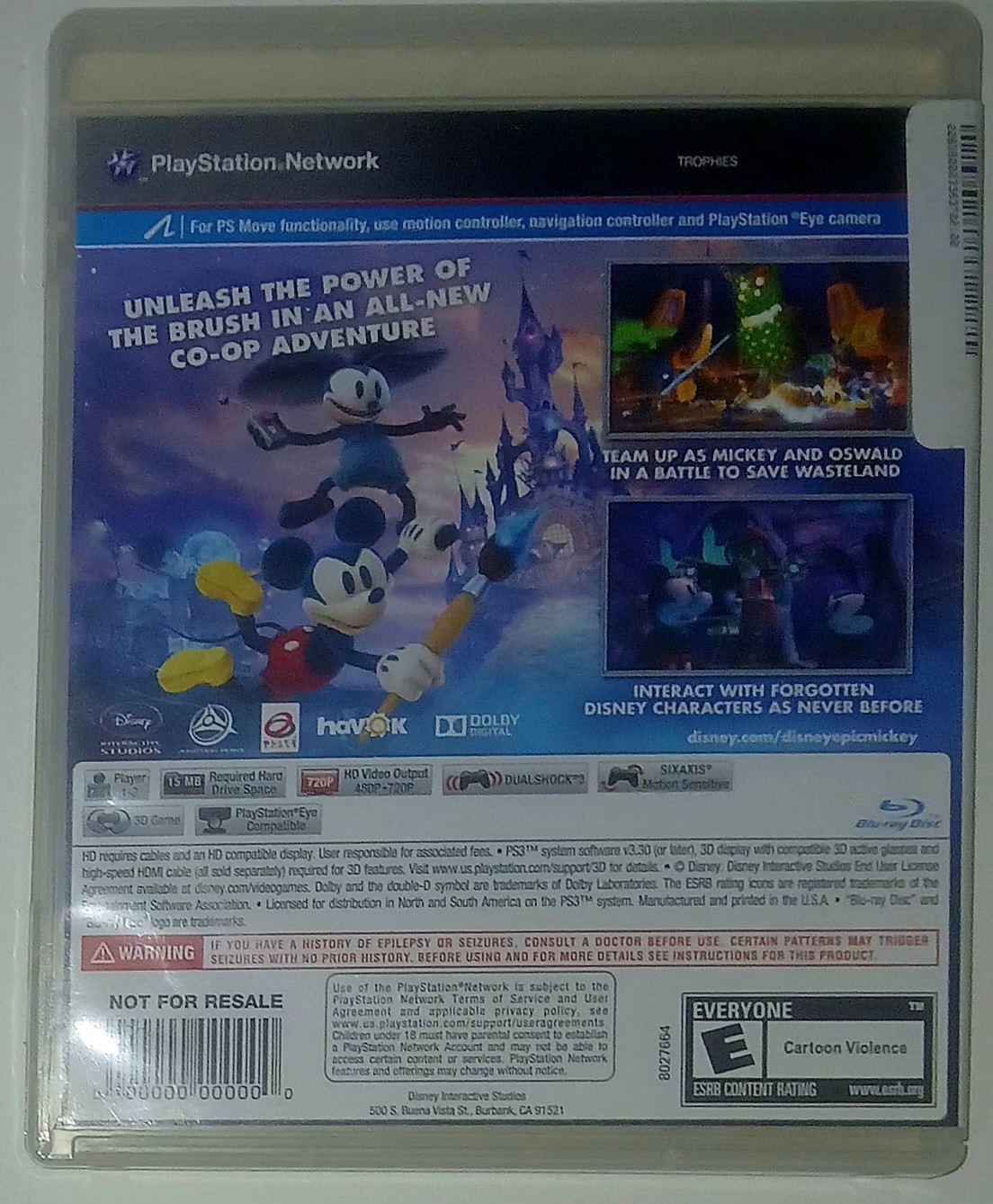 Disney Epic Mickey 2: The Power of Two (Sony PlayStation 3, 2012) Tested W/Track
