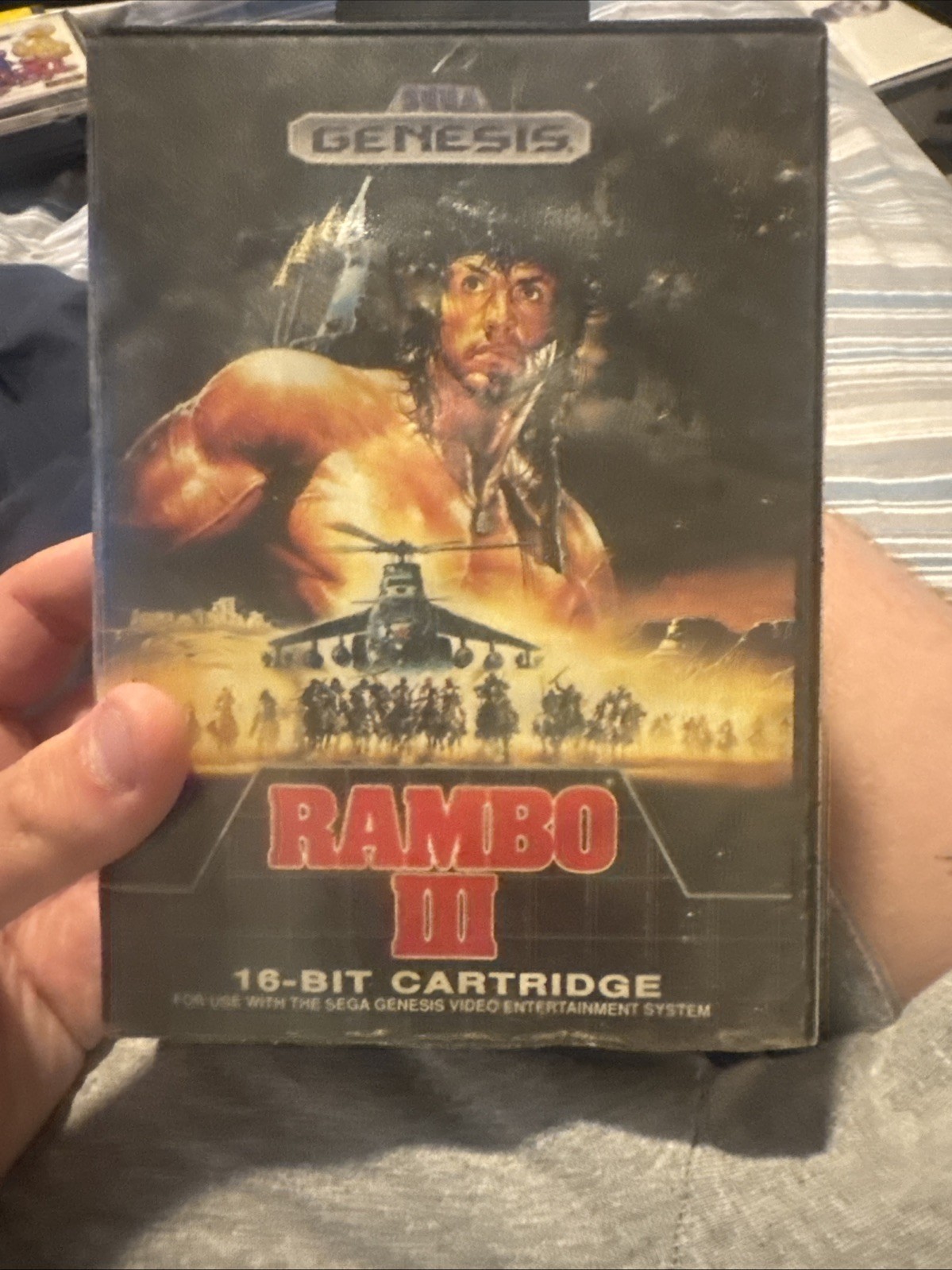 Rambo III Complete in Box for Sega Genesis. Authentic. Cleaned/Tested. Mint!
