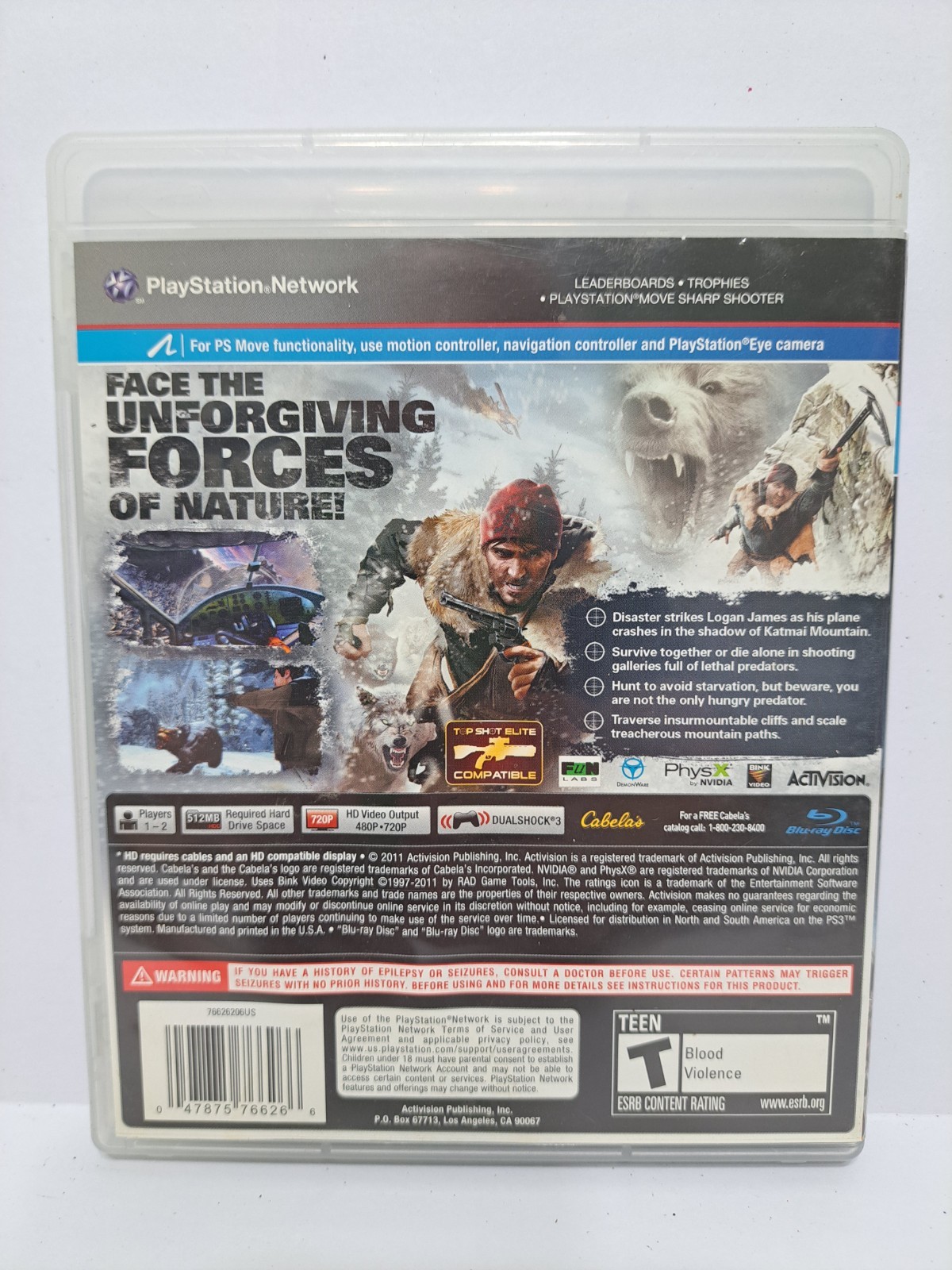 Cabela’s Survival Shadows of Katmai Sony PlayStation 3 PS3 2011 Complete Tested