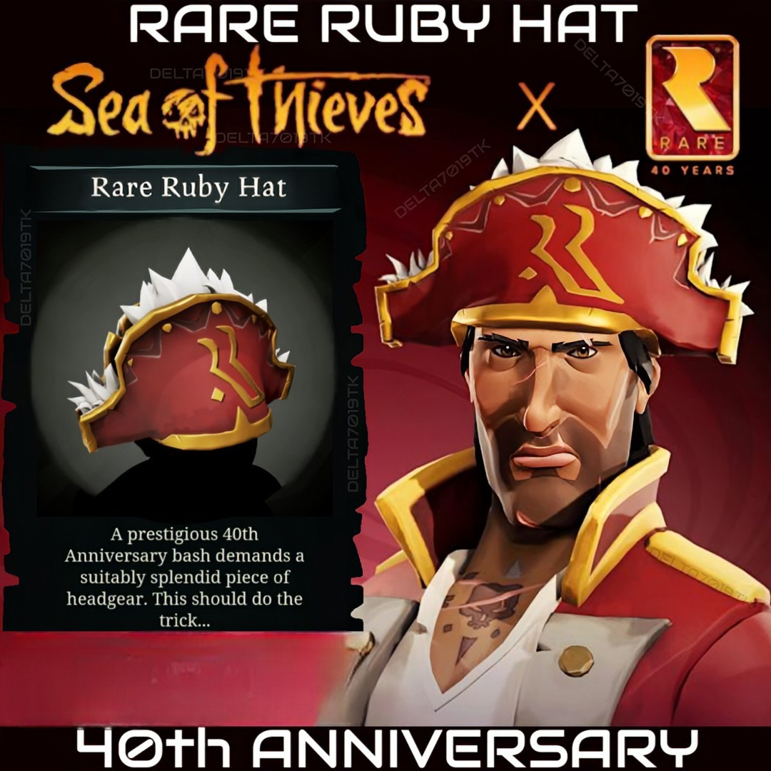 Sea of Thieves : RARE RUBY HAT 40th Anniversary + 150 coins Global🌎XBOX/PC CODE