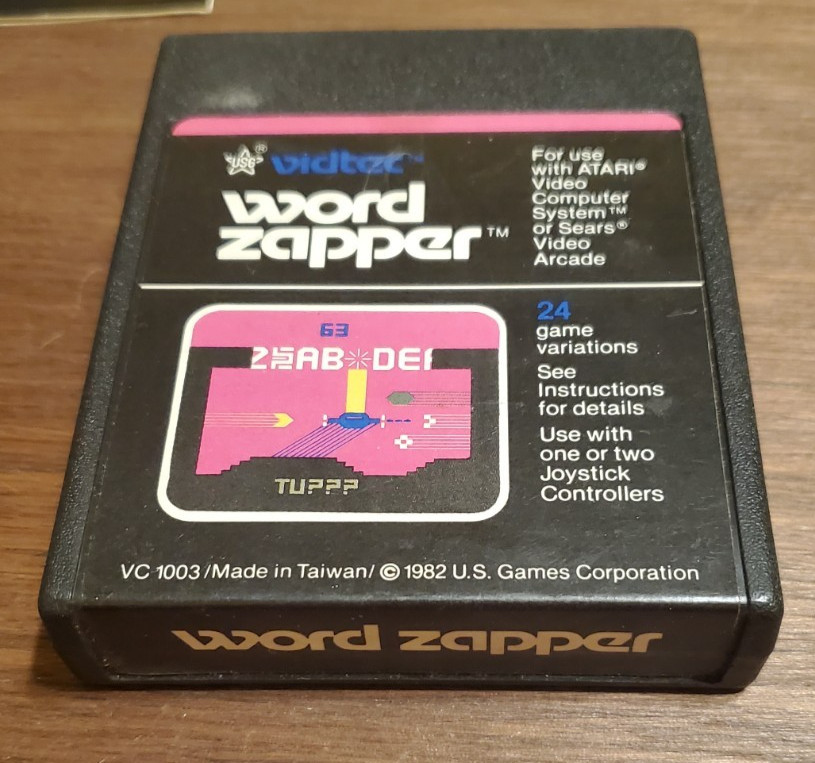Word Zapper W/ Box + Manual ATARI 2600 1982 Vidtec Vintage Game Cartridge