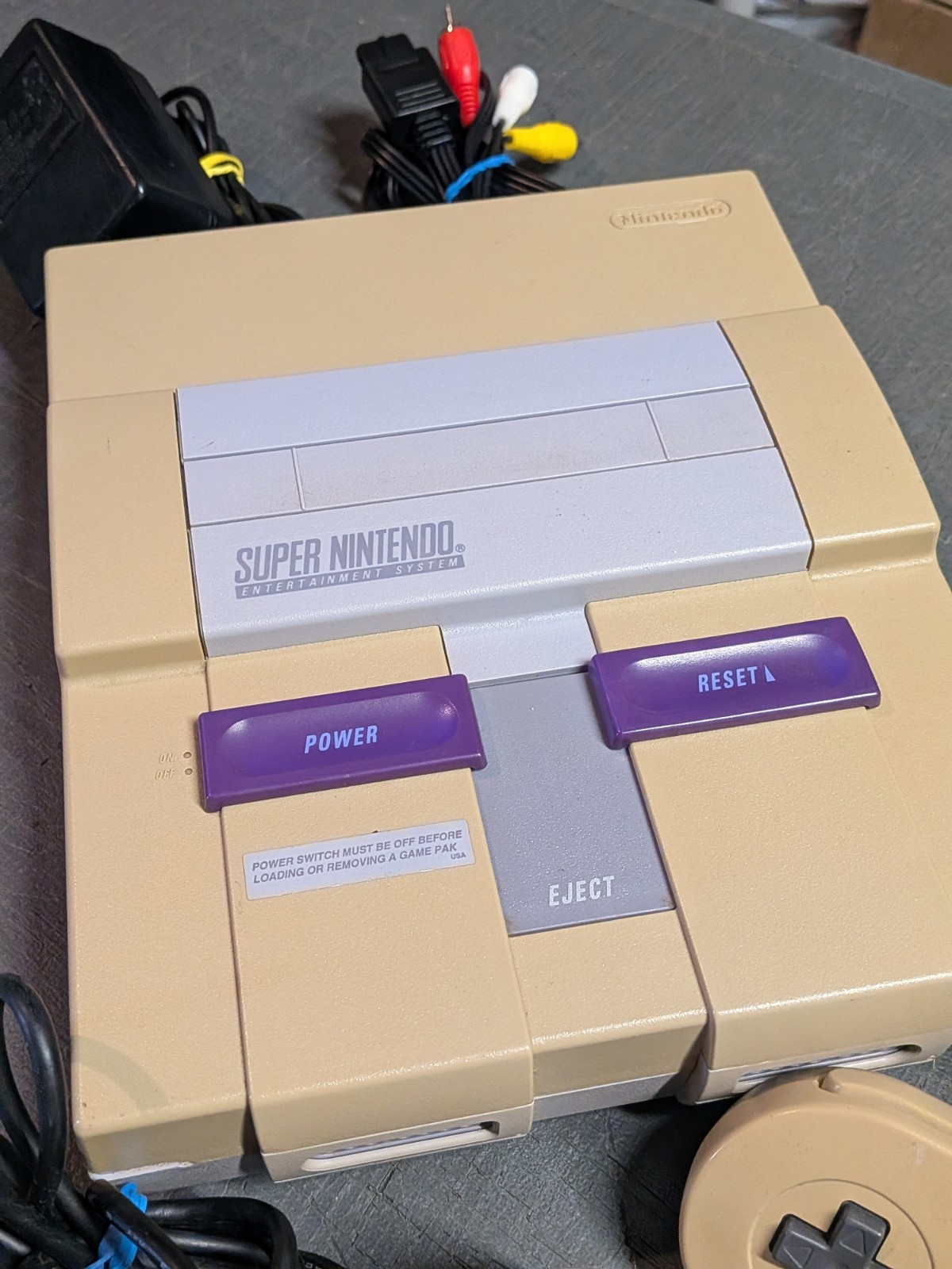 Super Nintendo SNES Console Bundle 2x OEM Controllers + Cords – 1 YEAR WARRANTY!